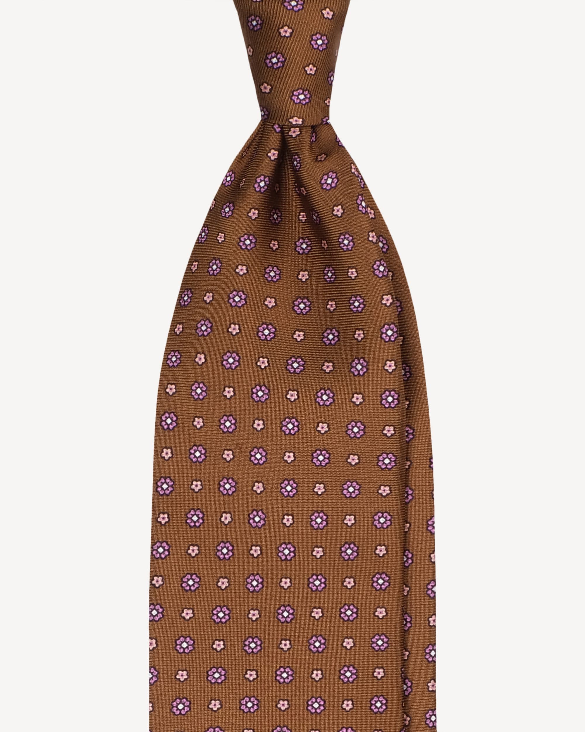 Floral Pattern Selftipped Italian Silk Tie – Rust Mix