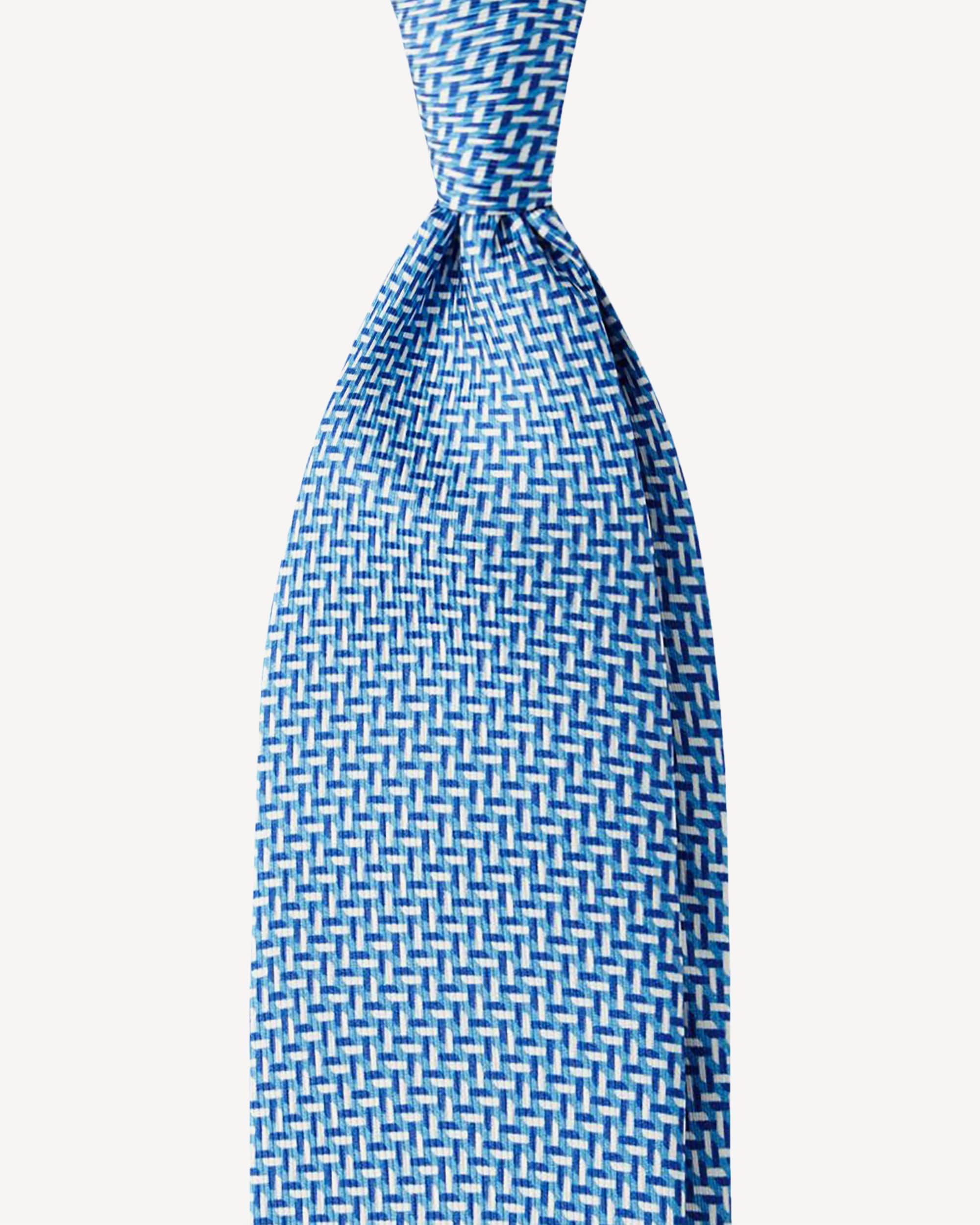 Mosaic Pattern Selftipped Italian Silk Tie – Sea Mix