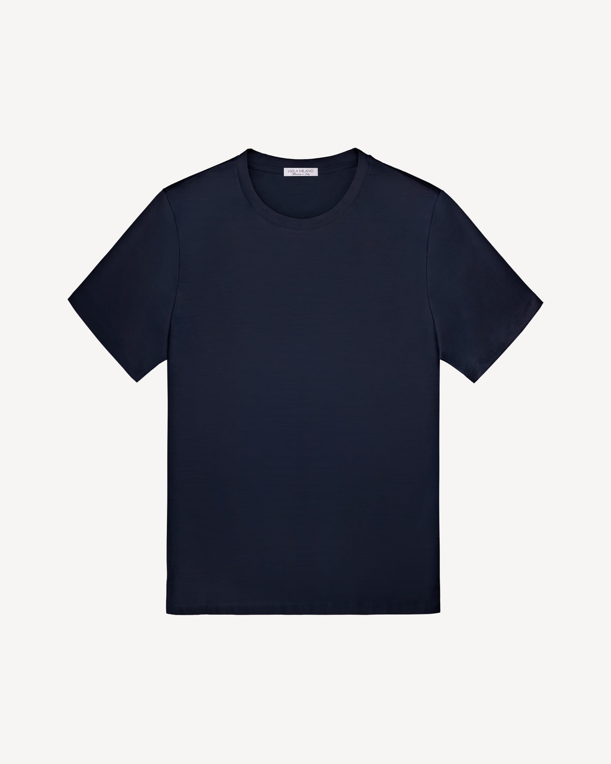Solid Short Sleeve Cotton Stretch T-Shirt – Navy