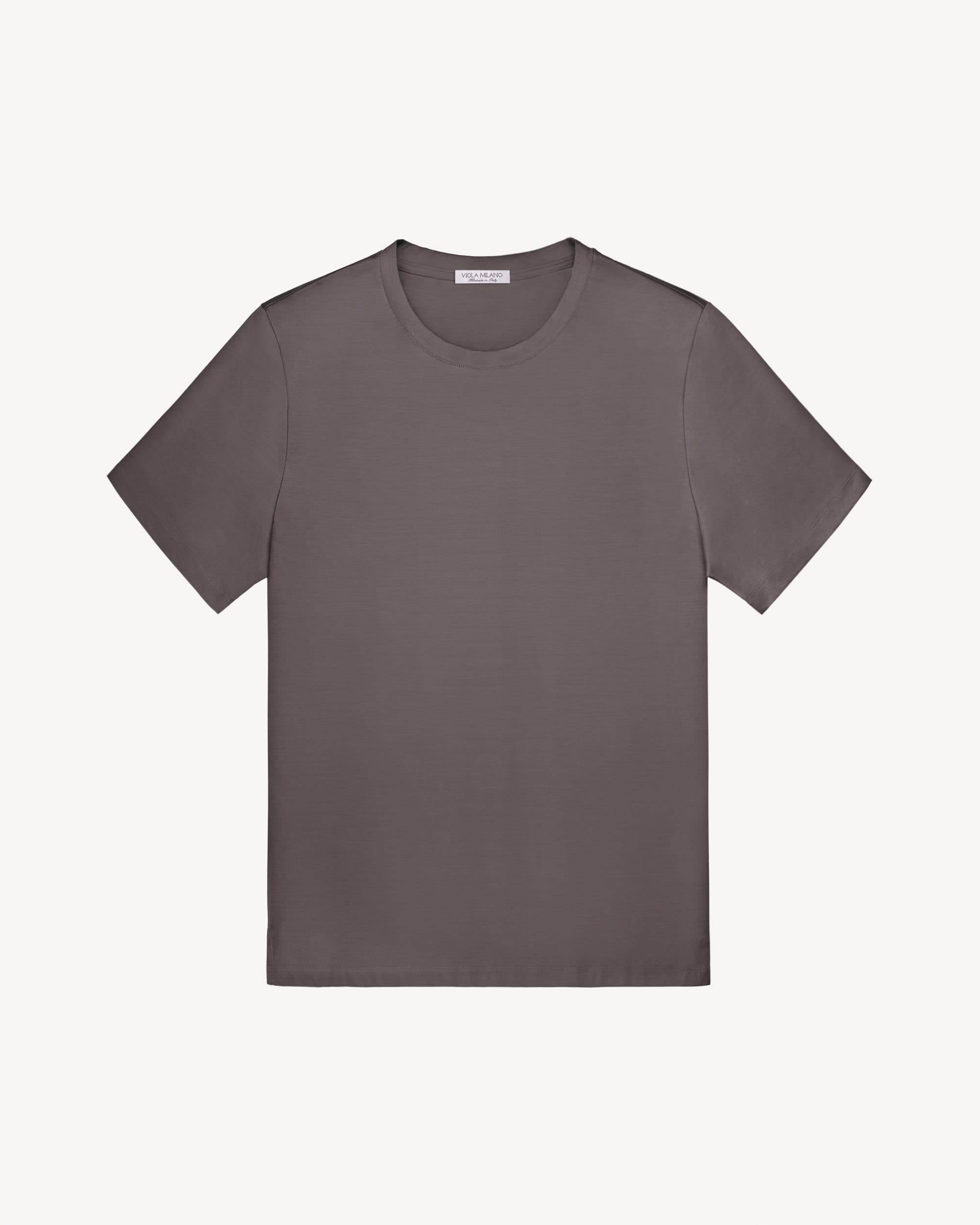 Solid Short Sleeve Cotton Stretch T-Shirt – Charcoal Taupe