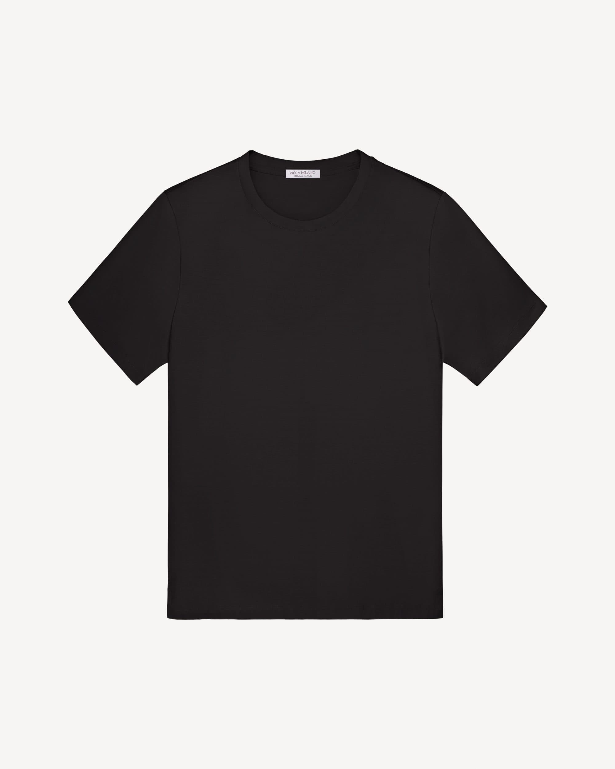Solid Short Sleeve Cotton Stretch T-Shirt – Black