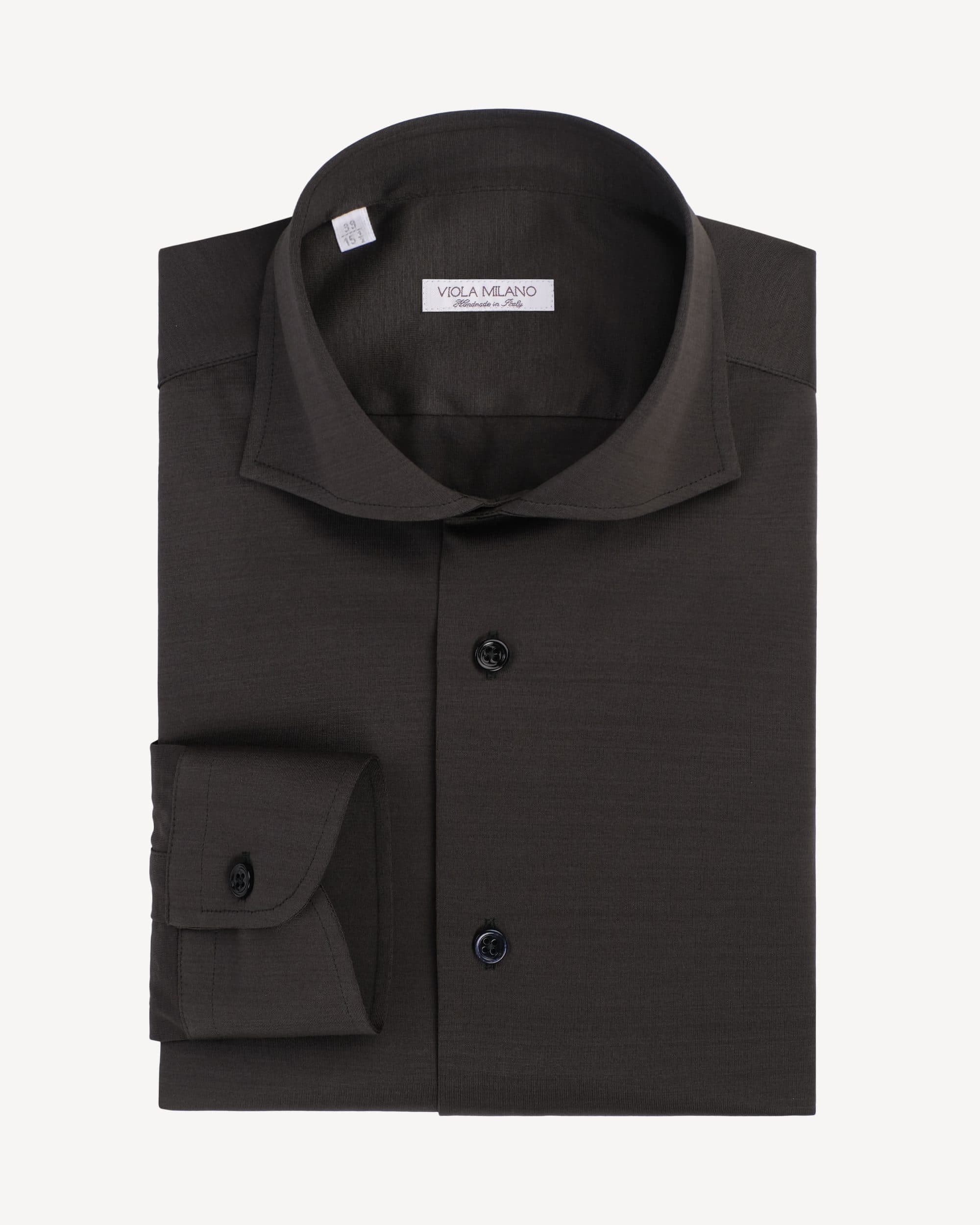 Solid Cotton Stretch Cut-away Collar Dress Shirt – Forest