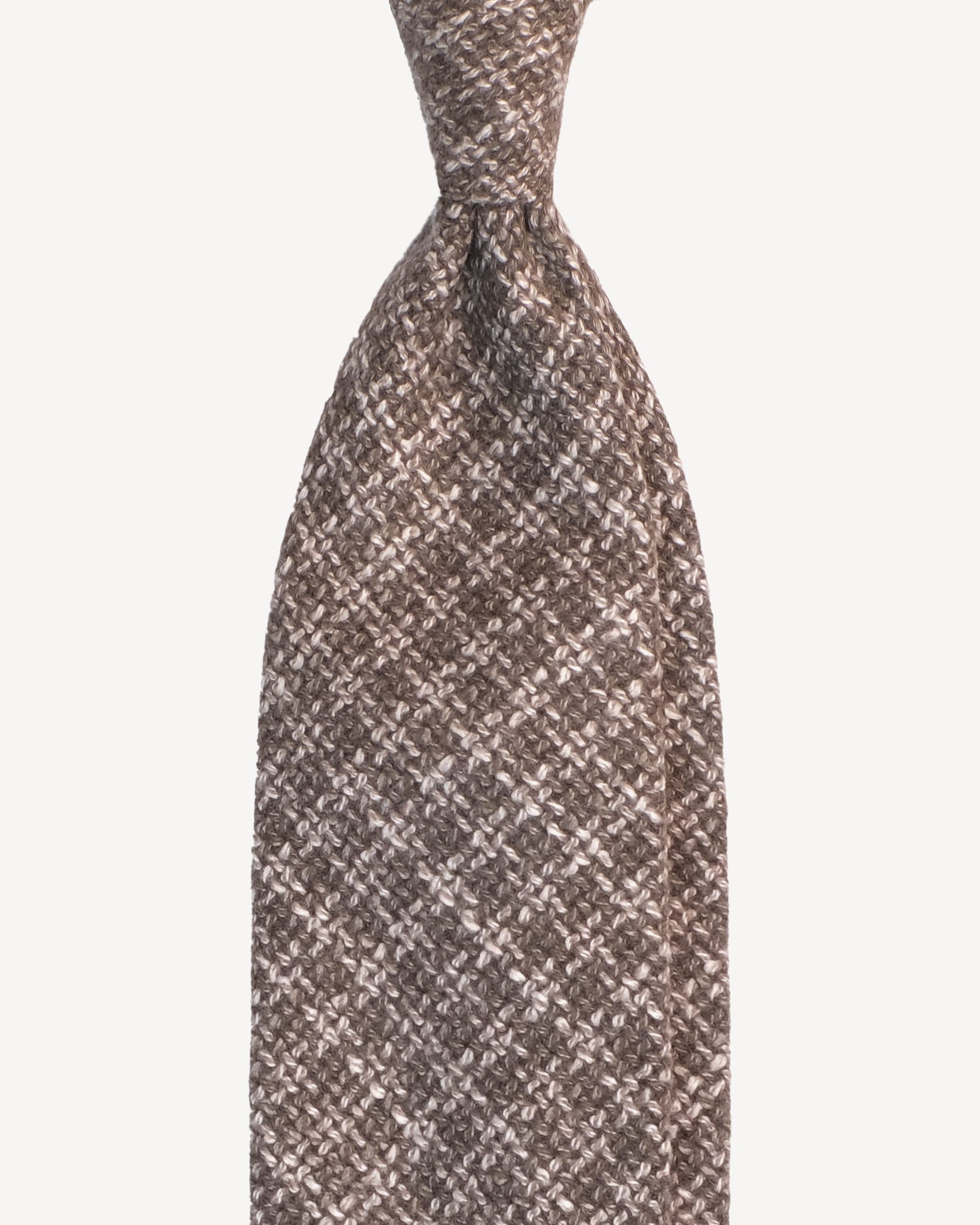 Check Pattern Handrolled Wool Tie – Sand Mix