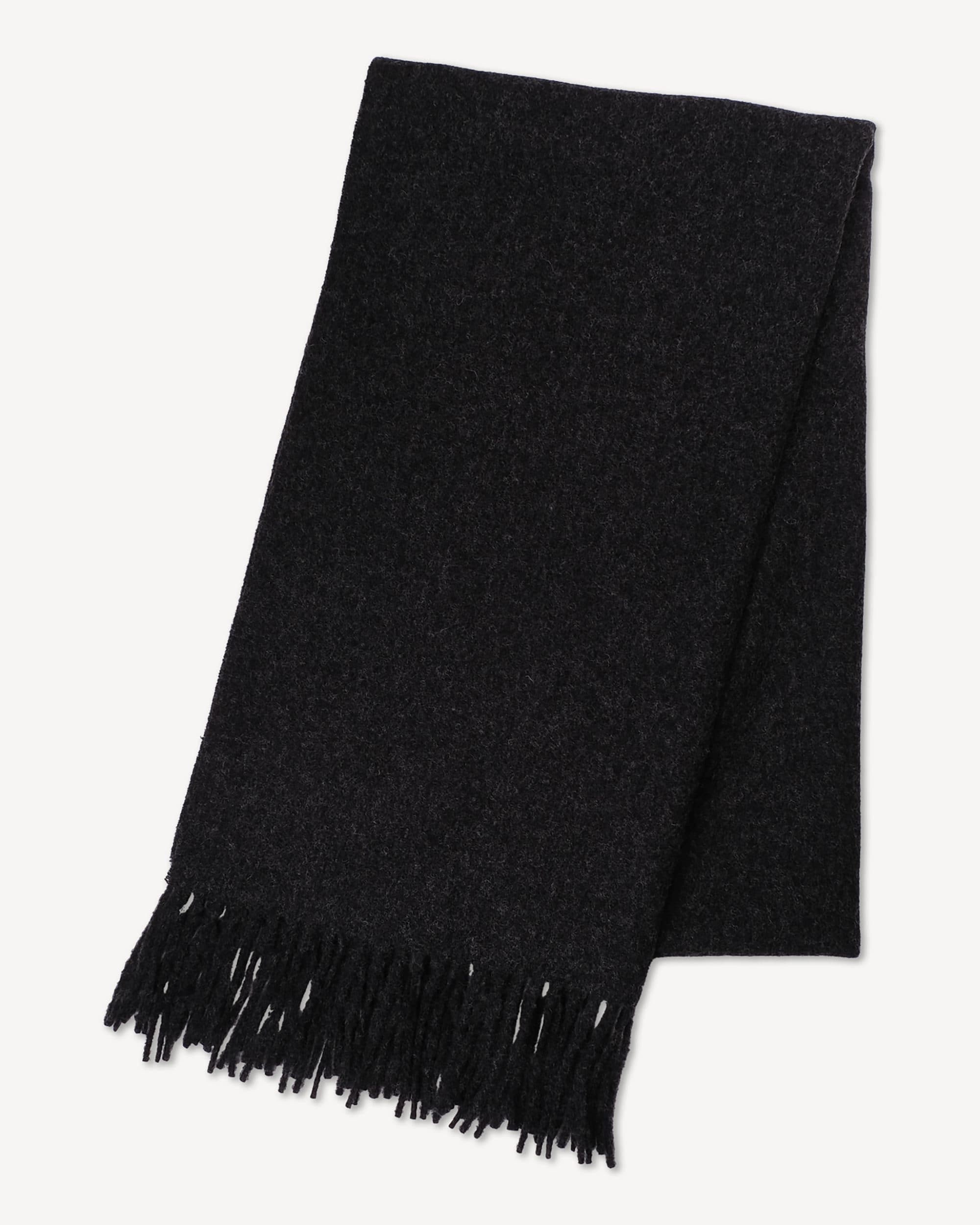 Solid 100% Worsted Wool Scarf – Charcoal
