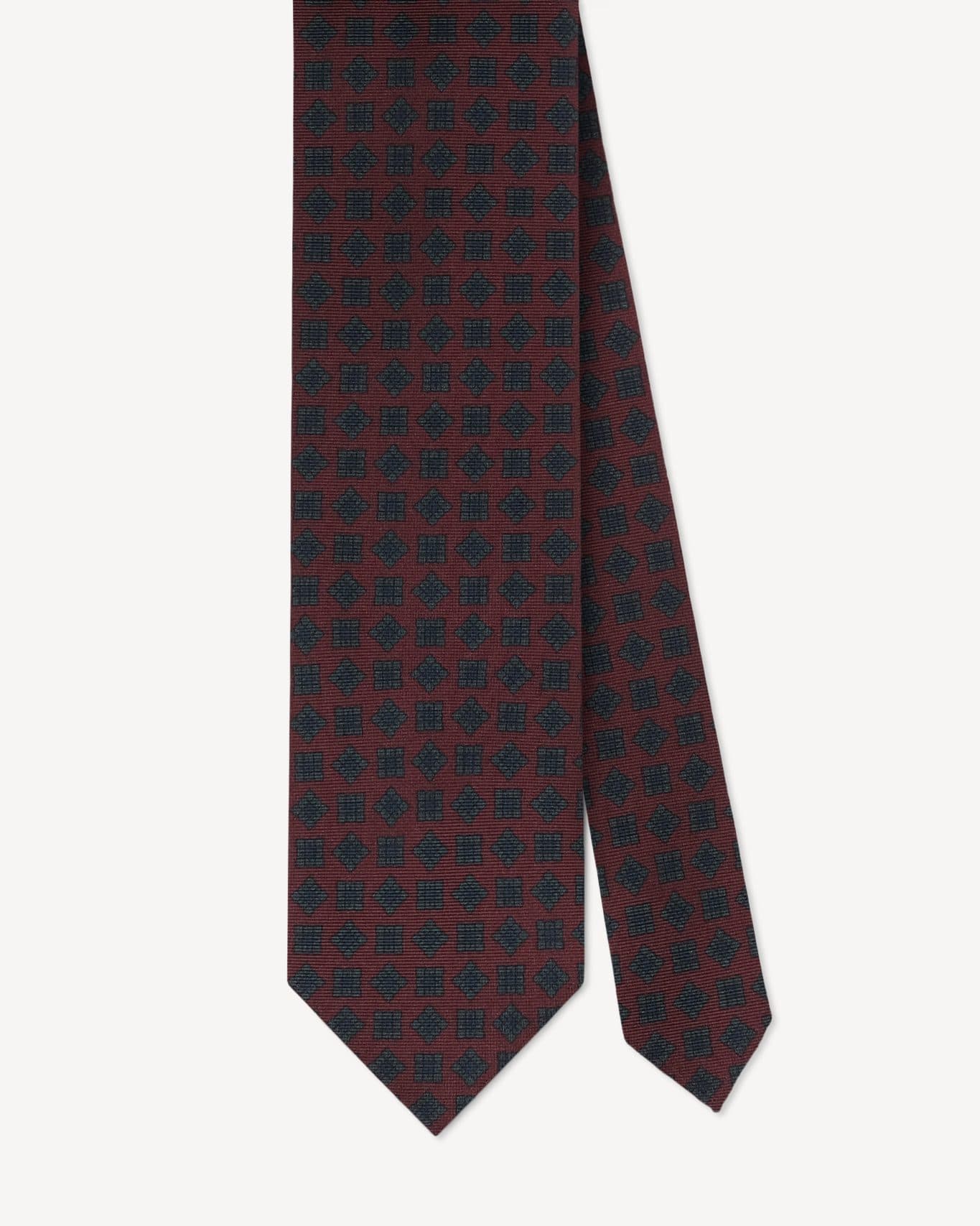 Mix Flower Handprinted Ancient Madder SILK TIE – Rosso