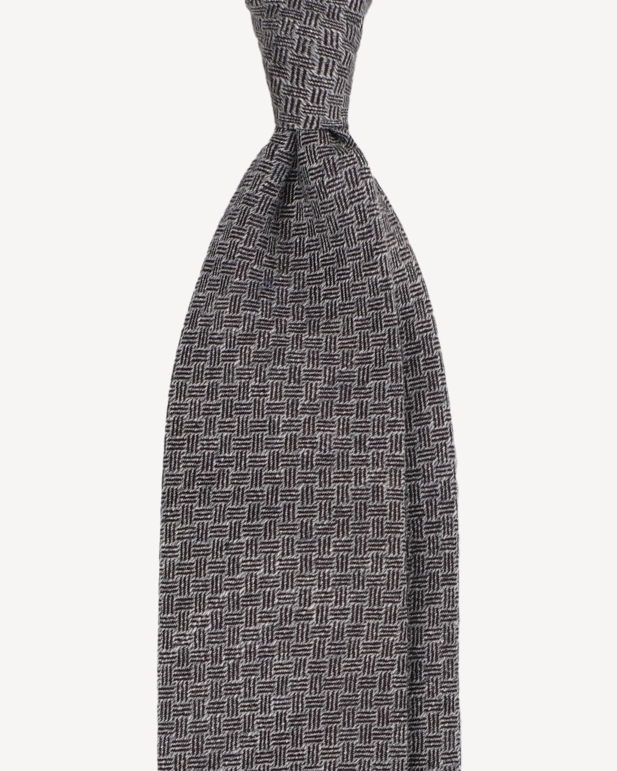 Micro Pattern Cashmere/Wool 3-fold Tie – Grey mix