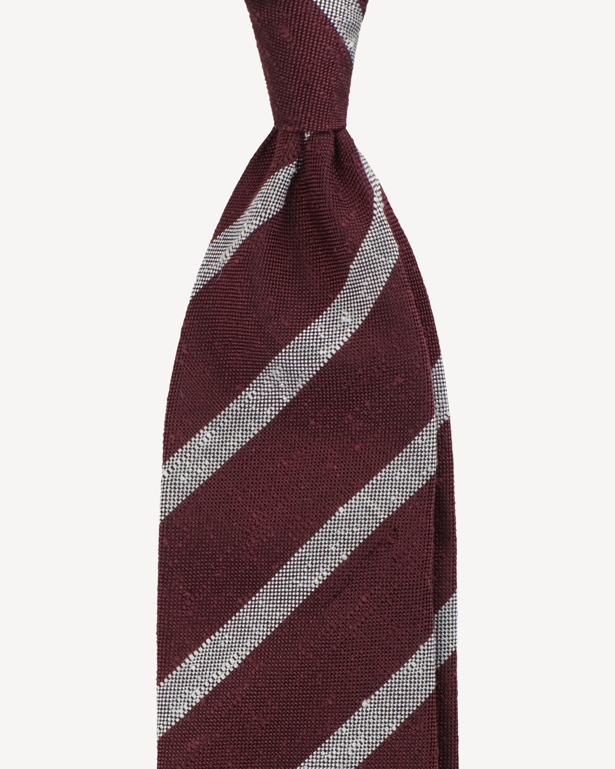 Classic Stripe Handrolled Woven Shantung Tie – Rosso/White
