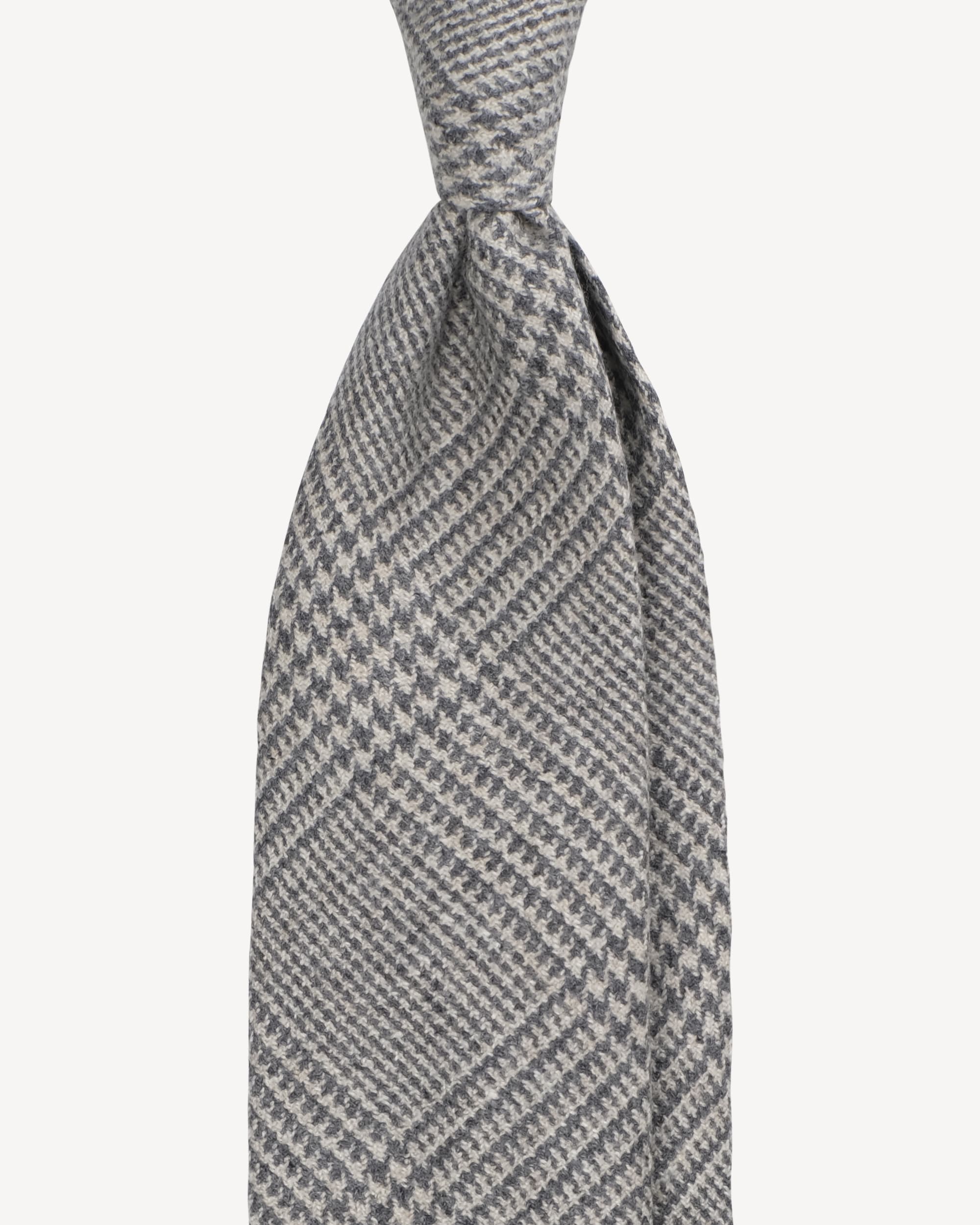Vintage Prince Of Wales 100% Cashmere Untipped Tie – Light Grey