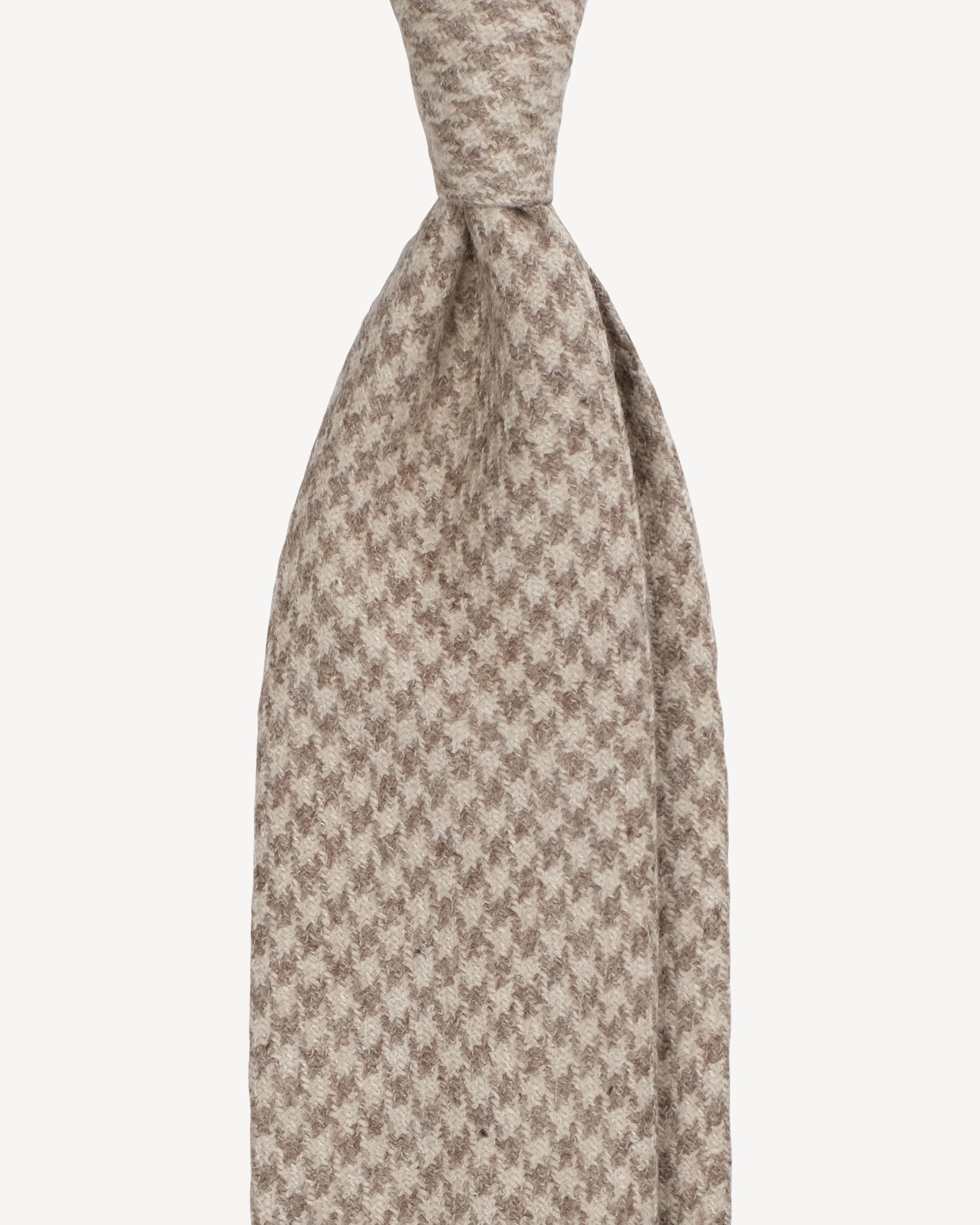 Dog Tooth Pattern VINTAGE 100% Cashmere TIE – Beige Mix