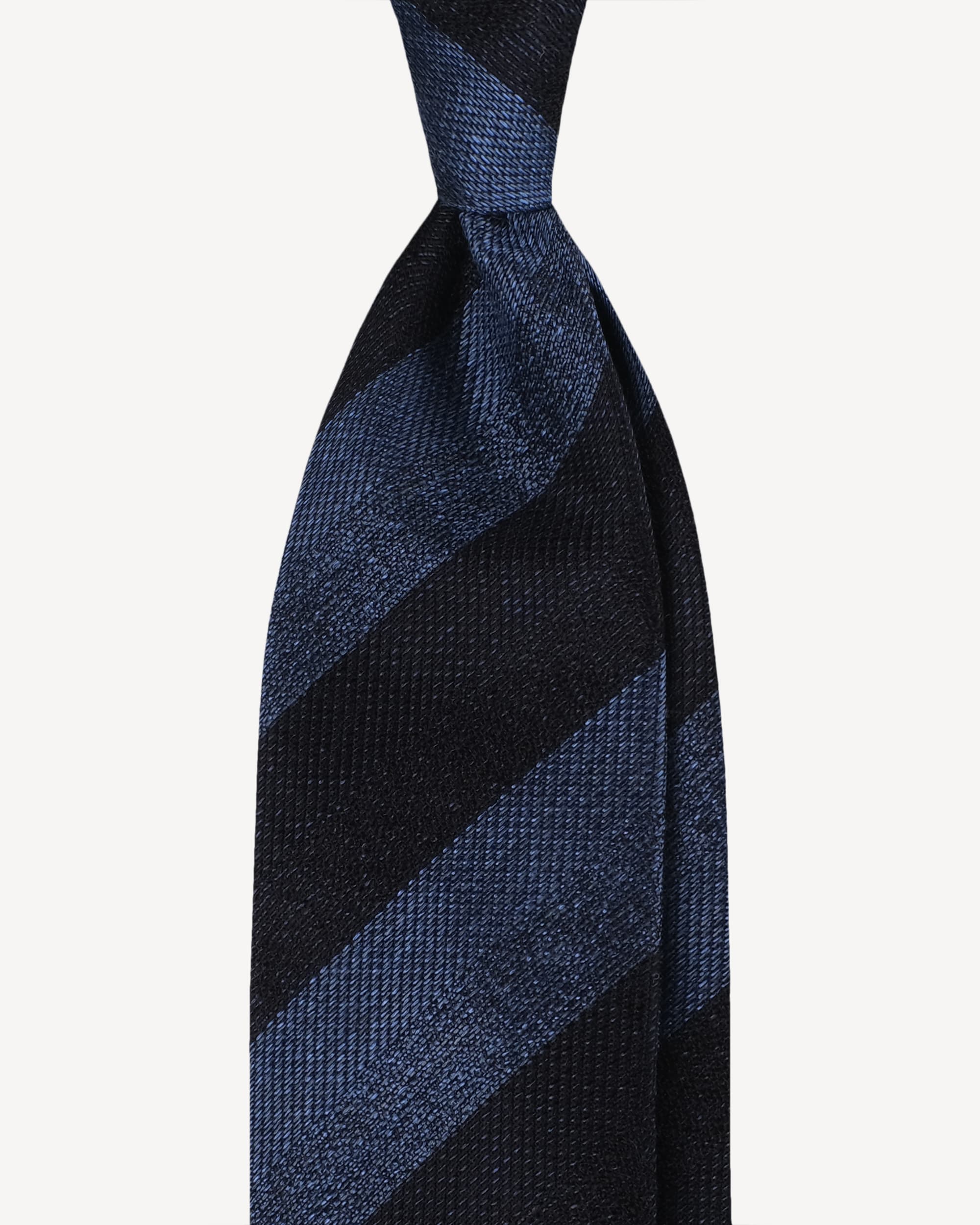 Stripe Handrolled Woven Silk Jacquard Tie – Navy/Denim