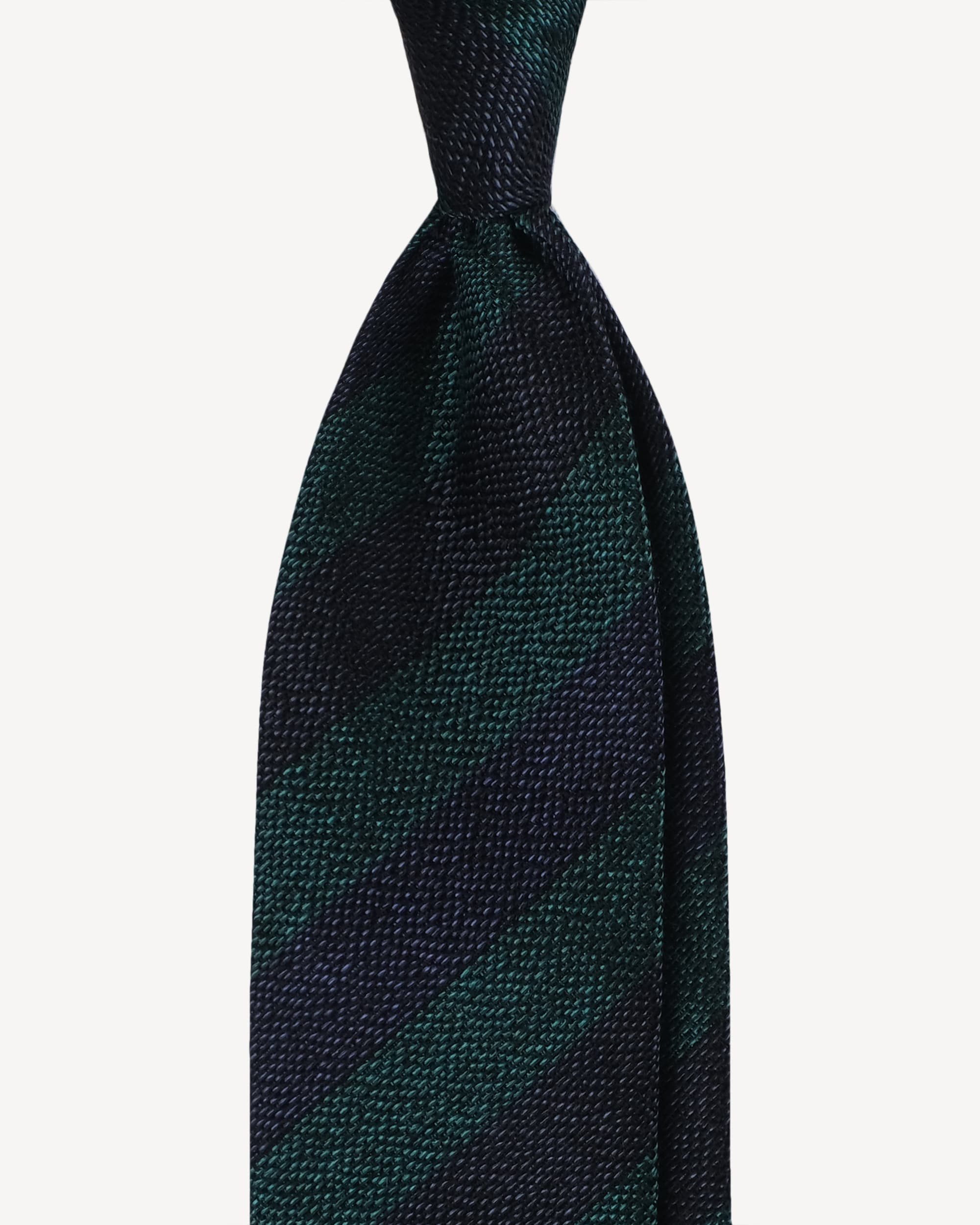 Stripe Handrolled Woven Silk Jacquard Tie – Navy/Forest