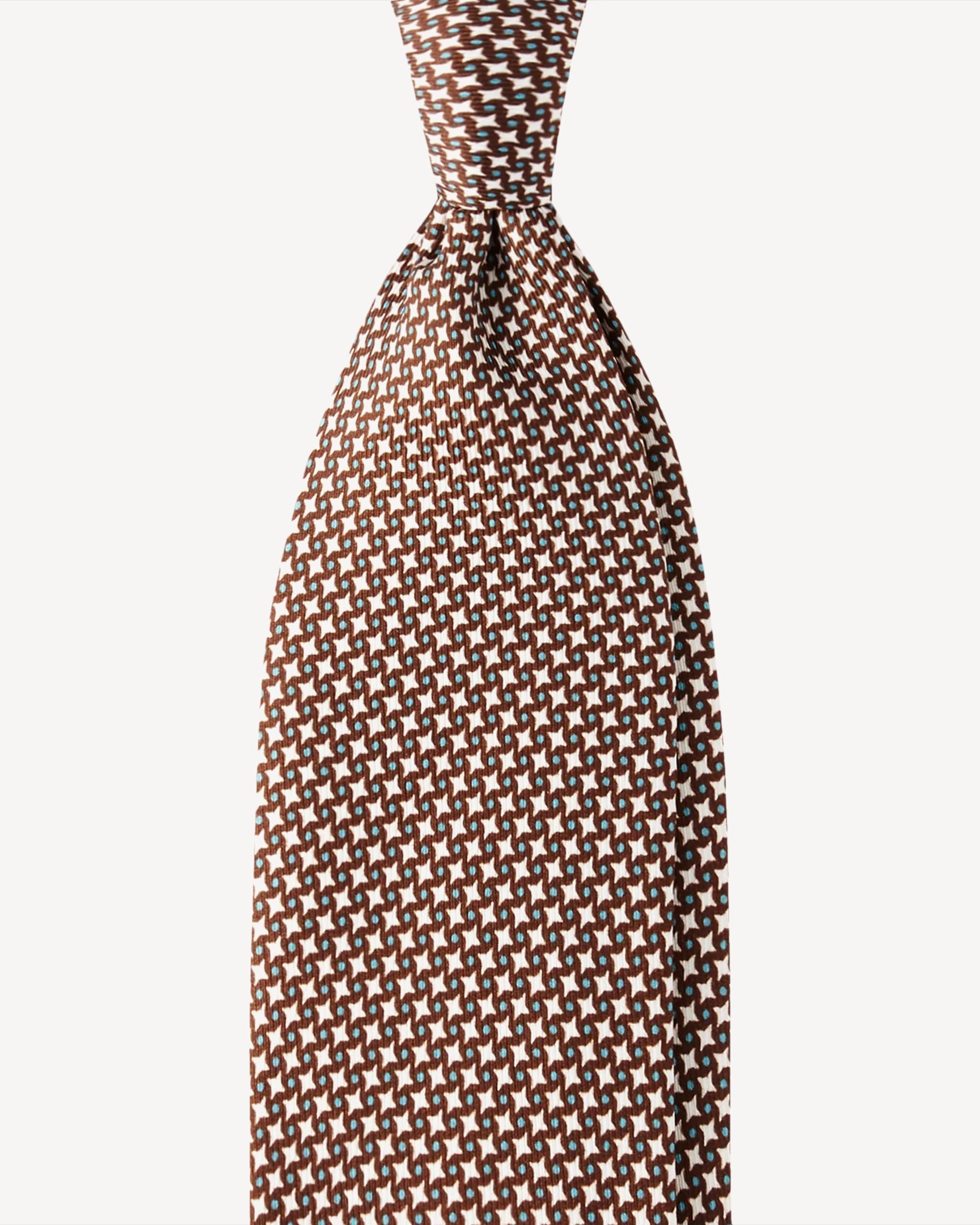 Star Pattern Selftipped Silk Tie – Brown