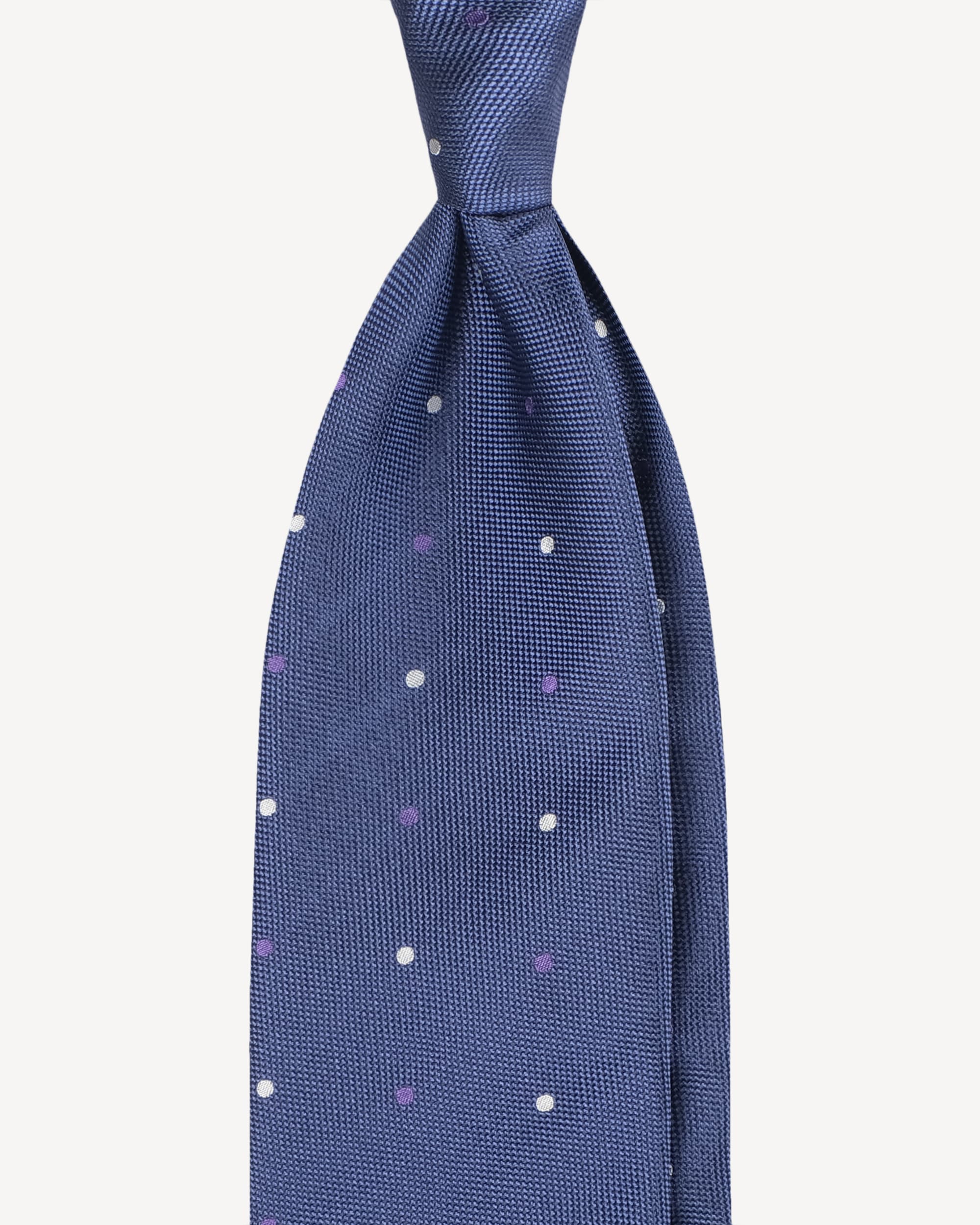 Polka Dot Handrolled Woven Silk Tie – Navy Mix