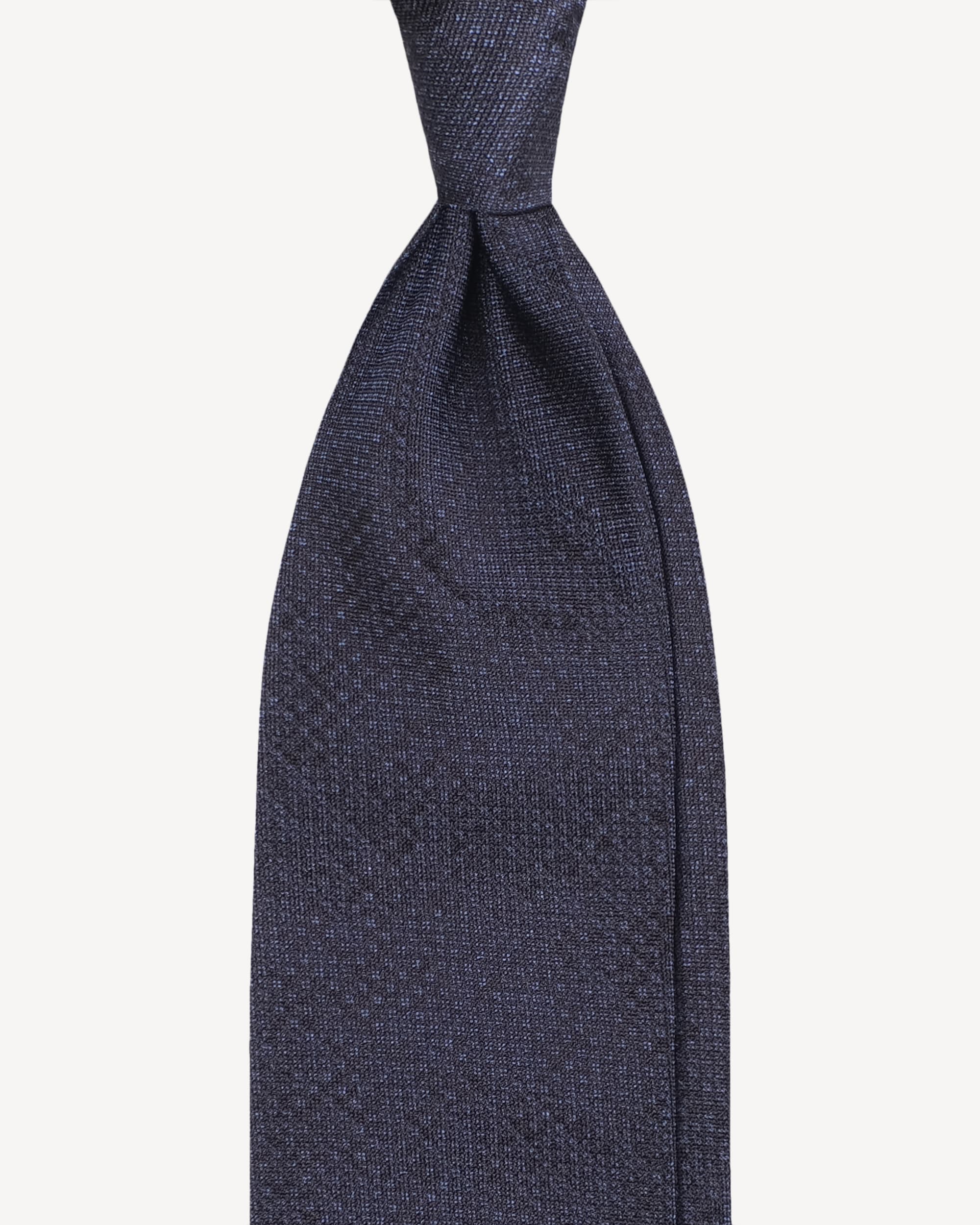 Solid Artisan woven handrolled silk tie – Navy Pattern