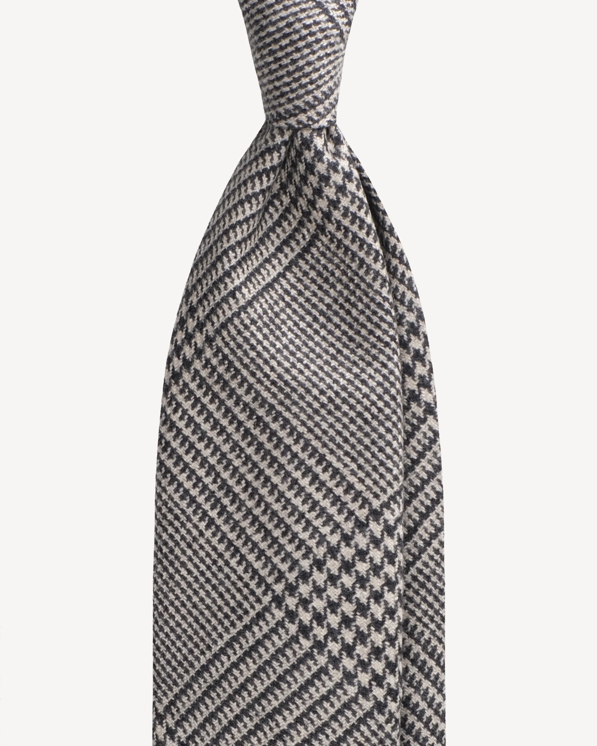 Prince Of Wales 100% Cashmere Untipped Tie – Navy/Natural