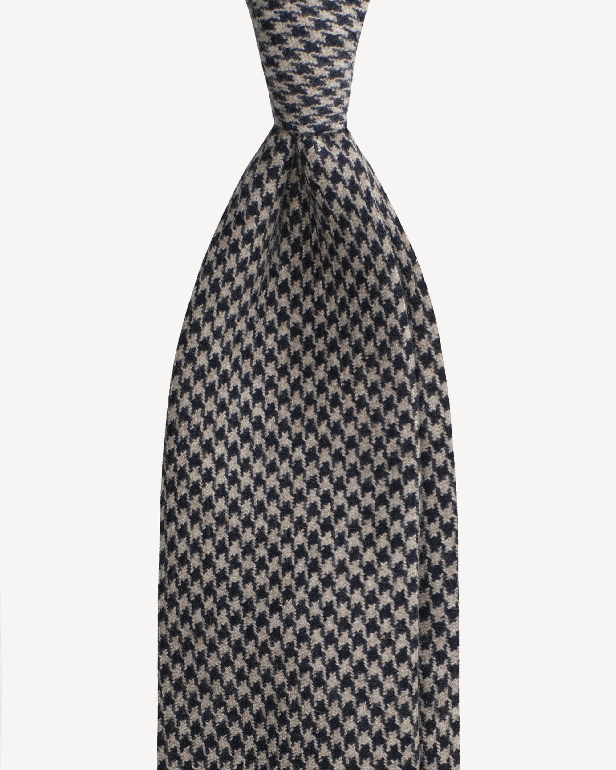 Pied de Poule 100% Cashmere Tie – Navy/Natural