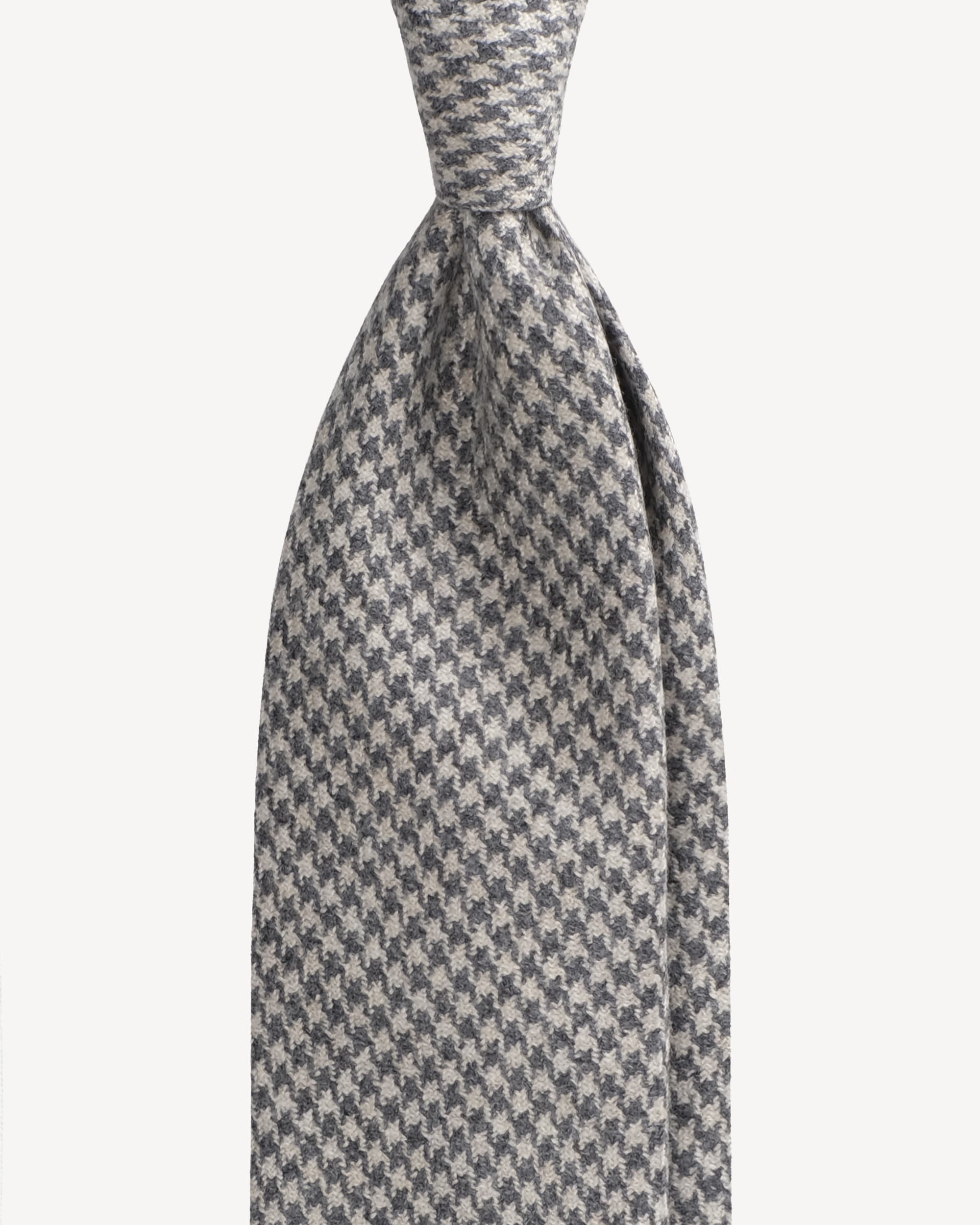 Pied de Poule 100% Cashmere Tie – Grey/Natural