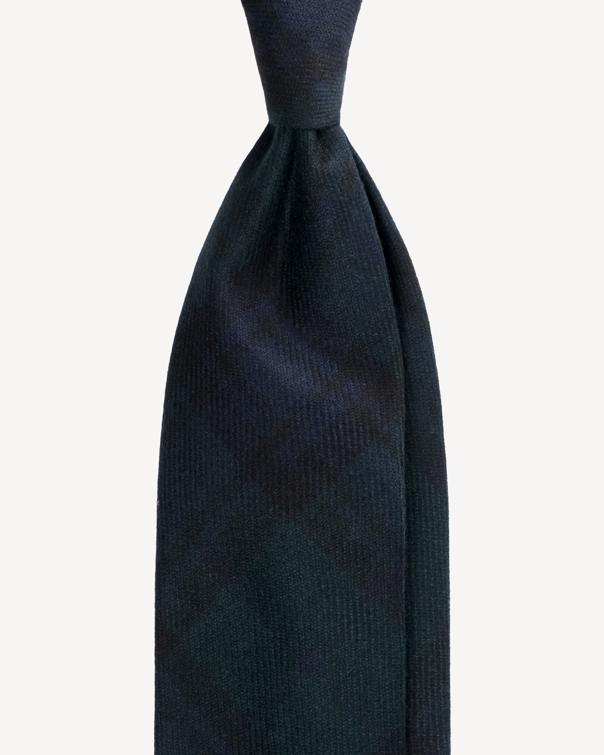 Tartan Pattern Handrolled 100% Cashmere Tie – Midnight/Green