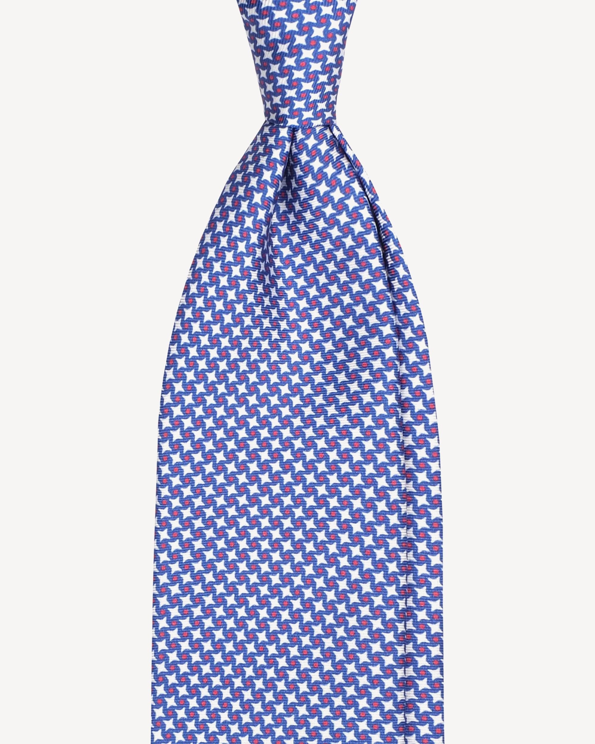 Star Pattern Selftipped Silk Tie – Blue