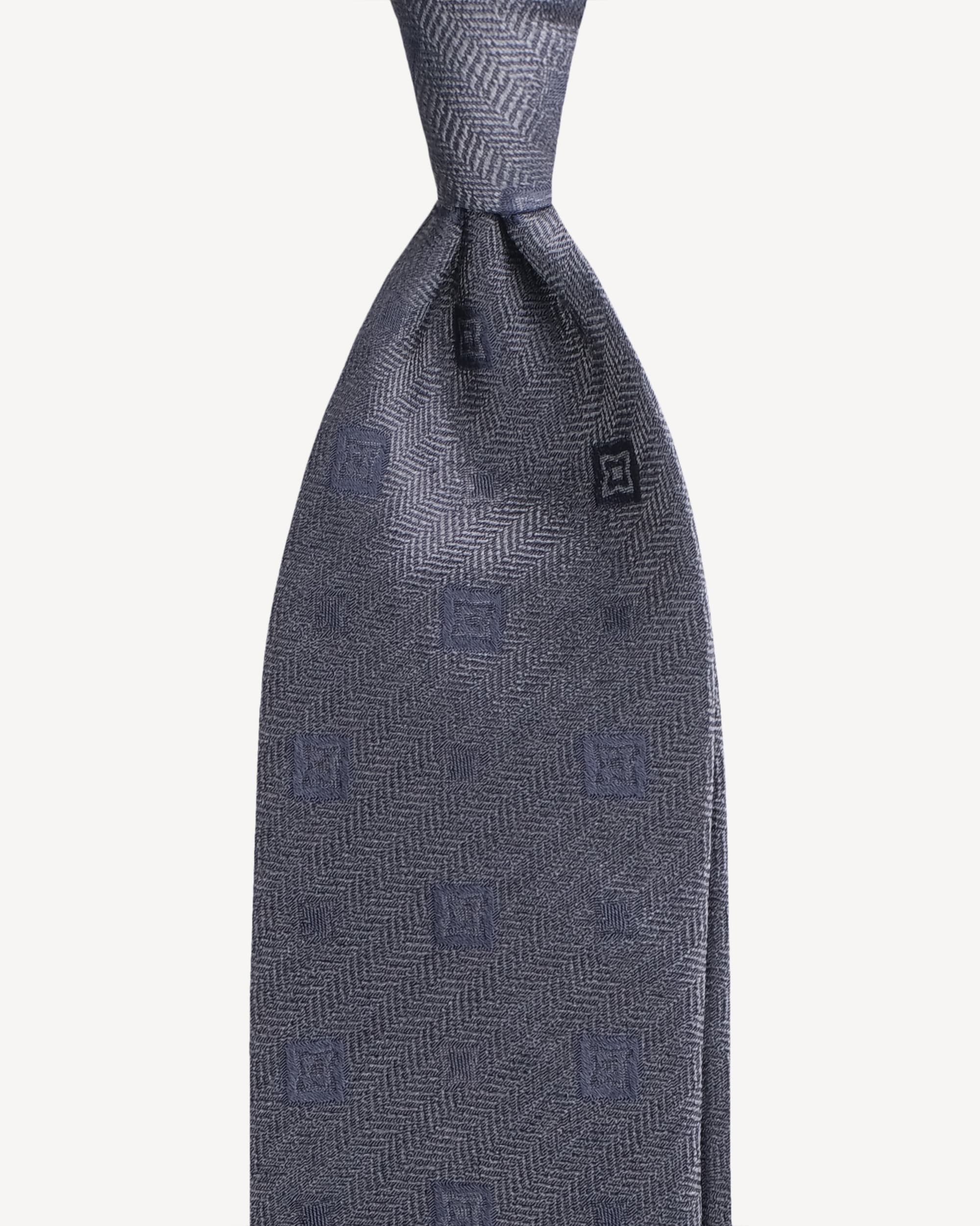 Diamond Vintage Handrolled Woven Silk Tie – Denim