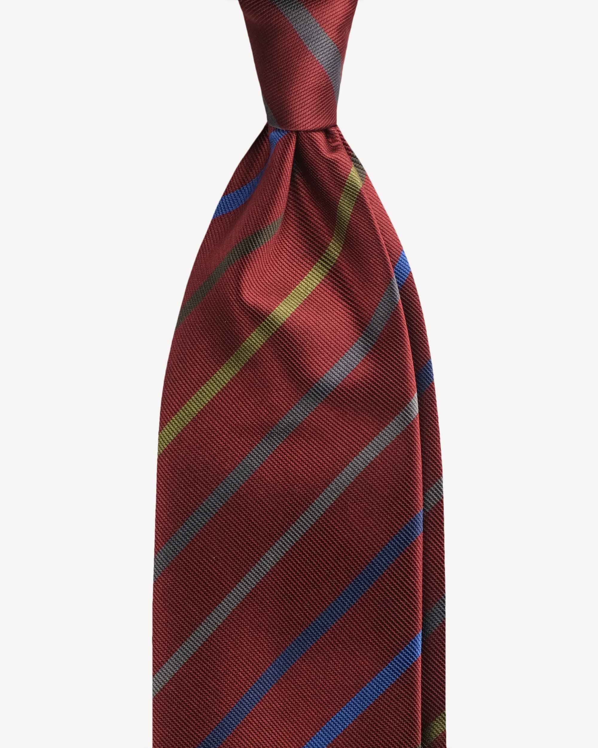 Stripe Handrolled Woven Silk Jacquard Tie – Wine Mix