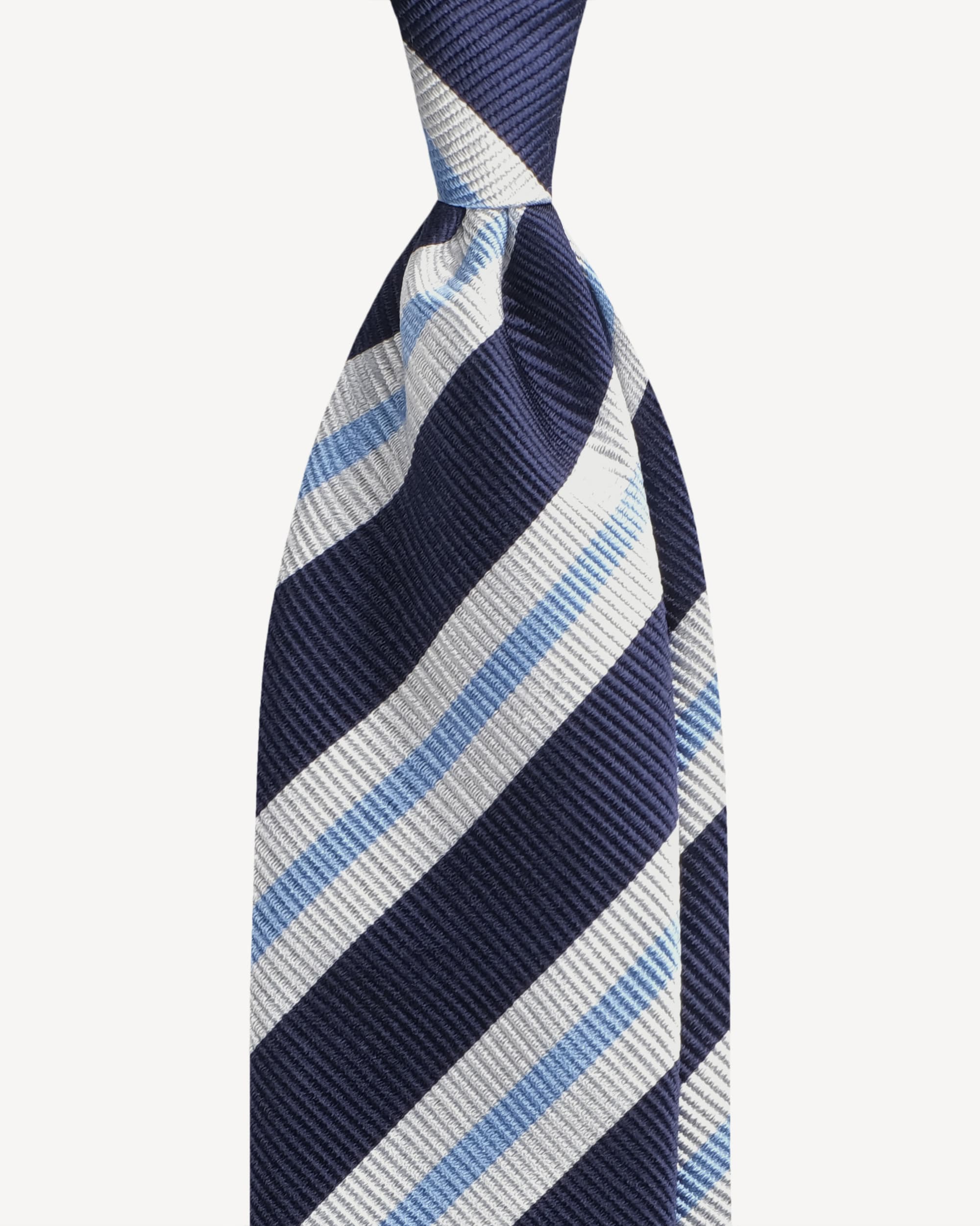 Stripe Handrolled Woven Silk Jacquard Tie – Navy/Sea Mix