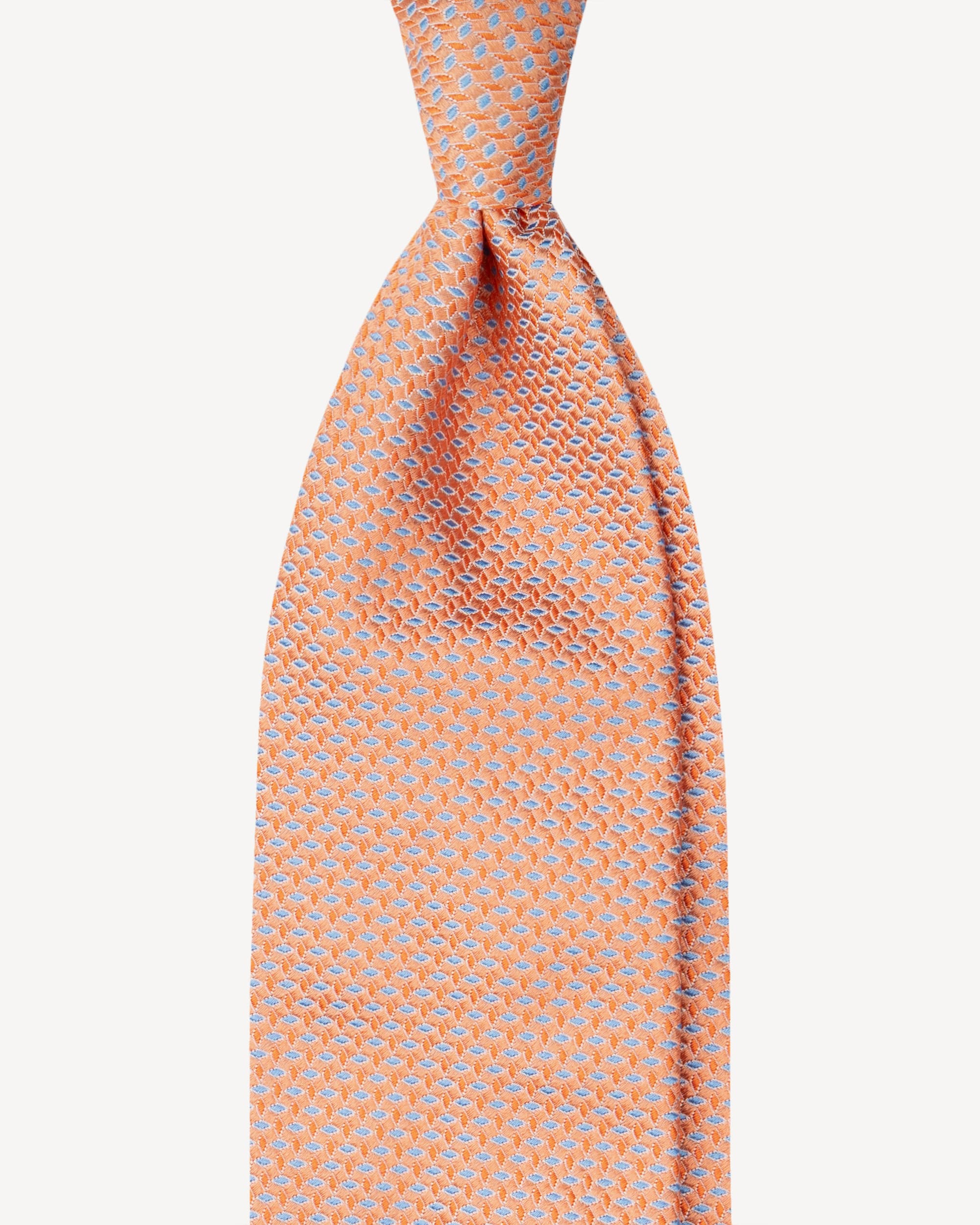 Micro Pattern Handrolled Woven Silk Tie – Orange