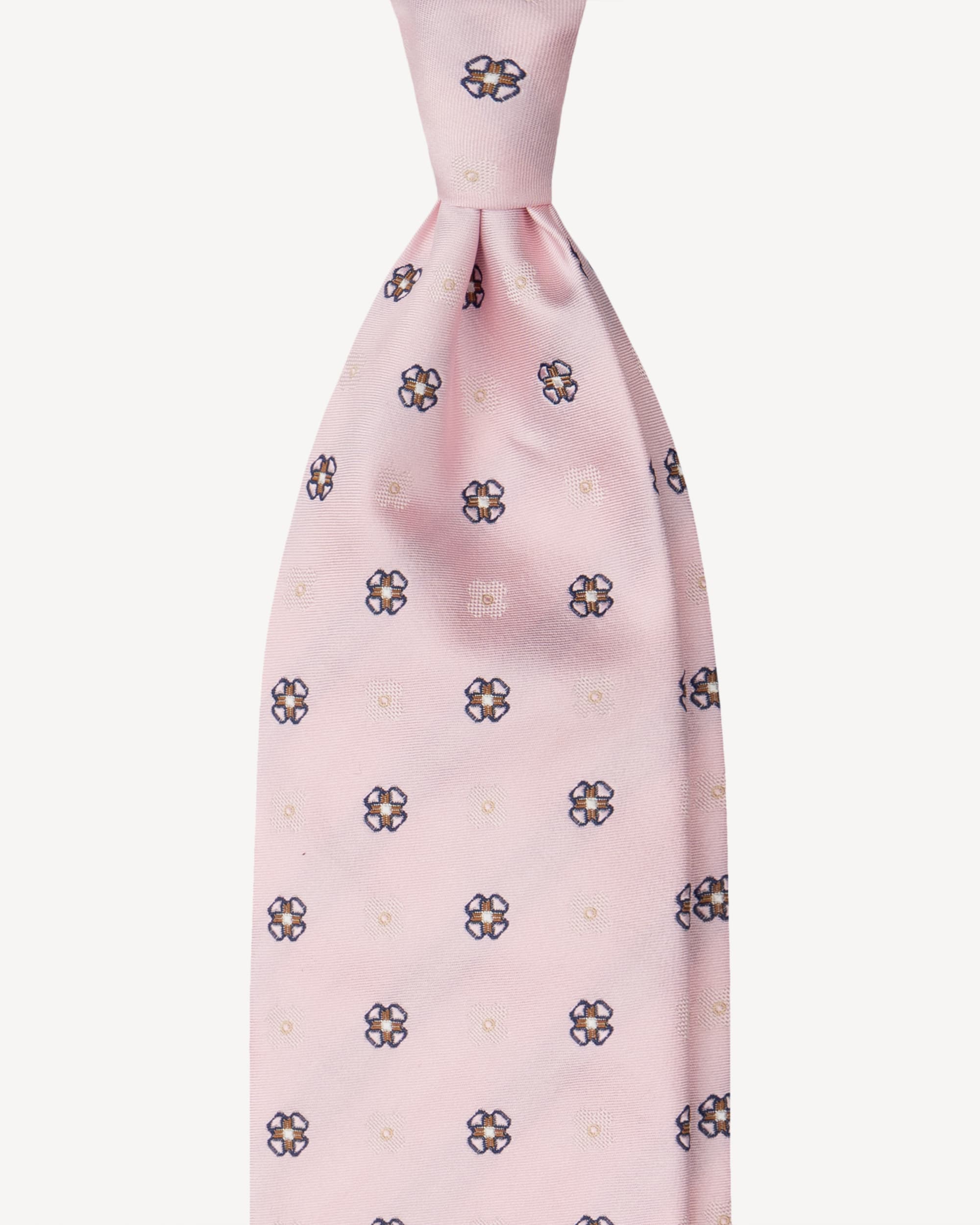 Floral Pattern Handrolled Woven Silk Jacquard Tie – Pink