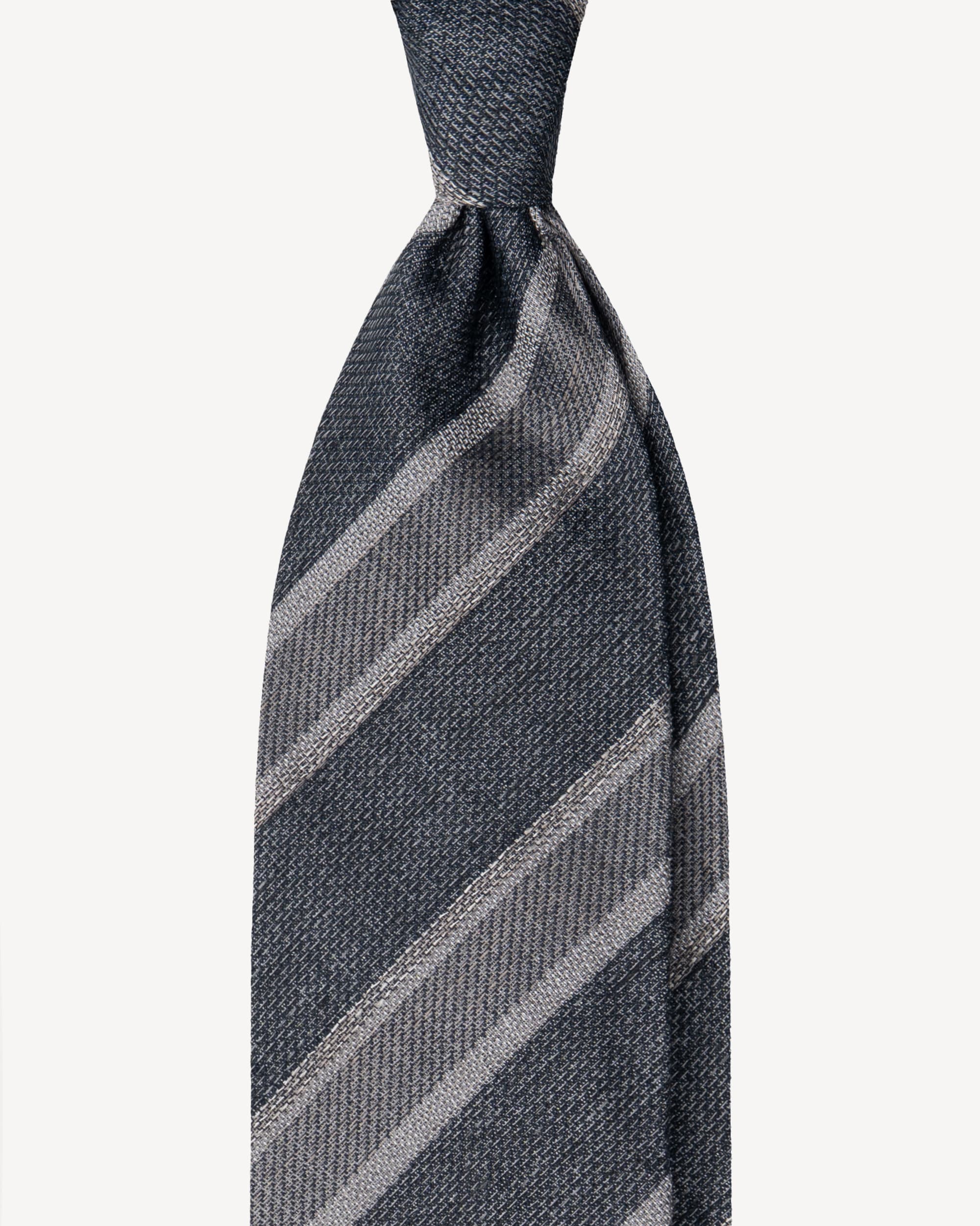 Melange Stripe 3-fold Grenadine Tie – Grey Mix