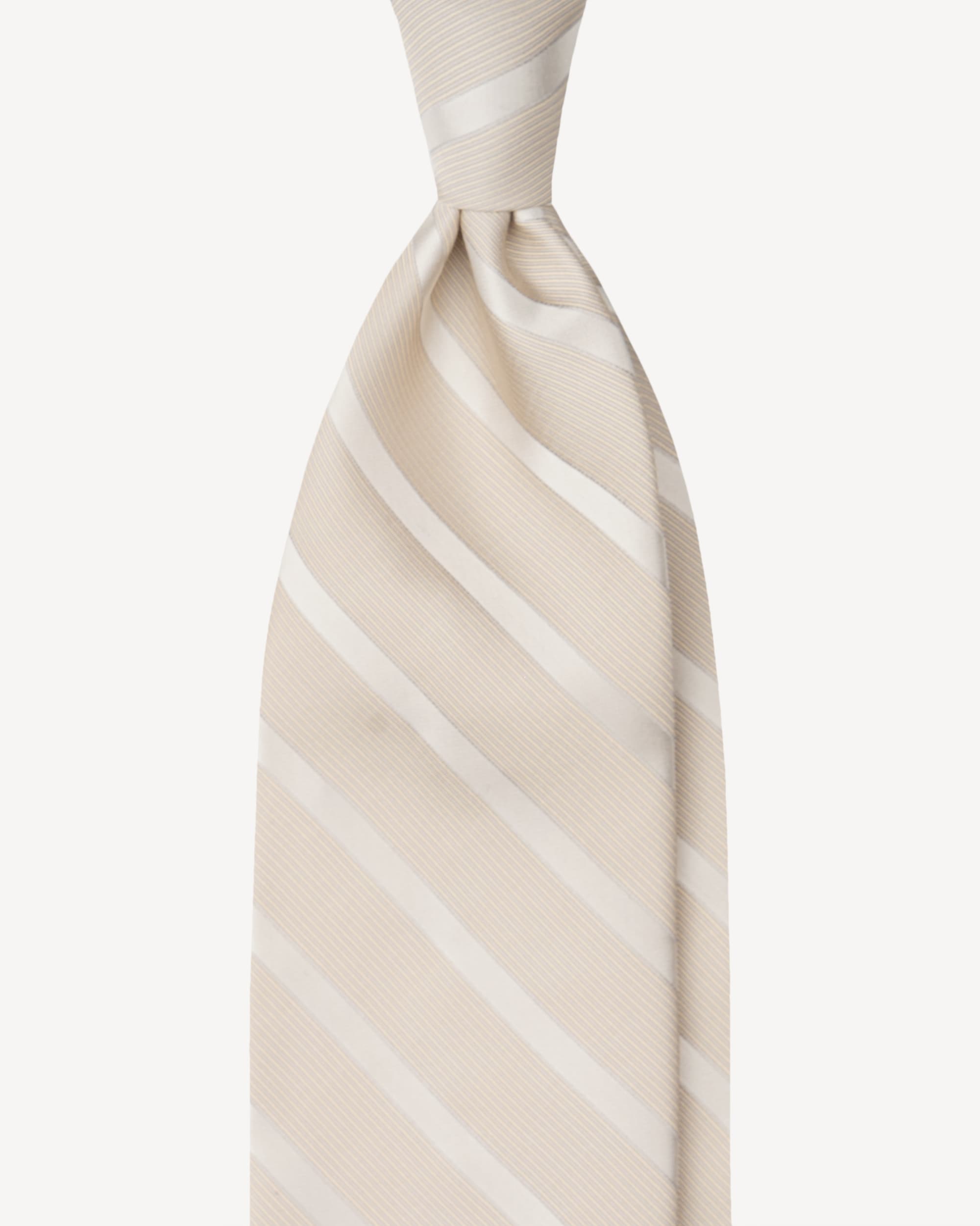 Mix Stripe Handrolled Woven Silk Jacquard Tie – Sand/Bianco