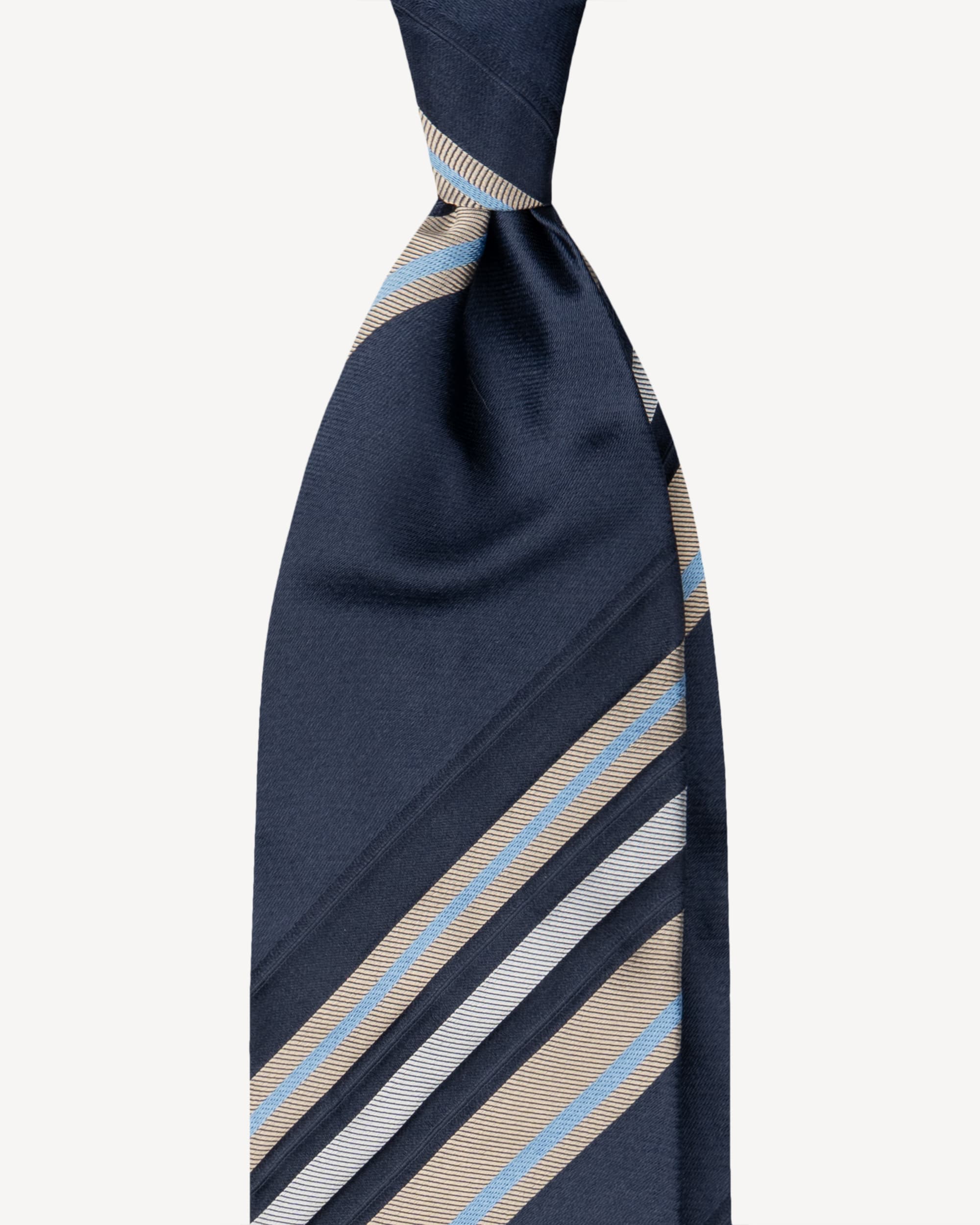 Mix Stripe Handrolled Woven Silk Jacquard Tie – Navy Mix