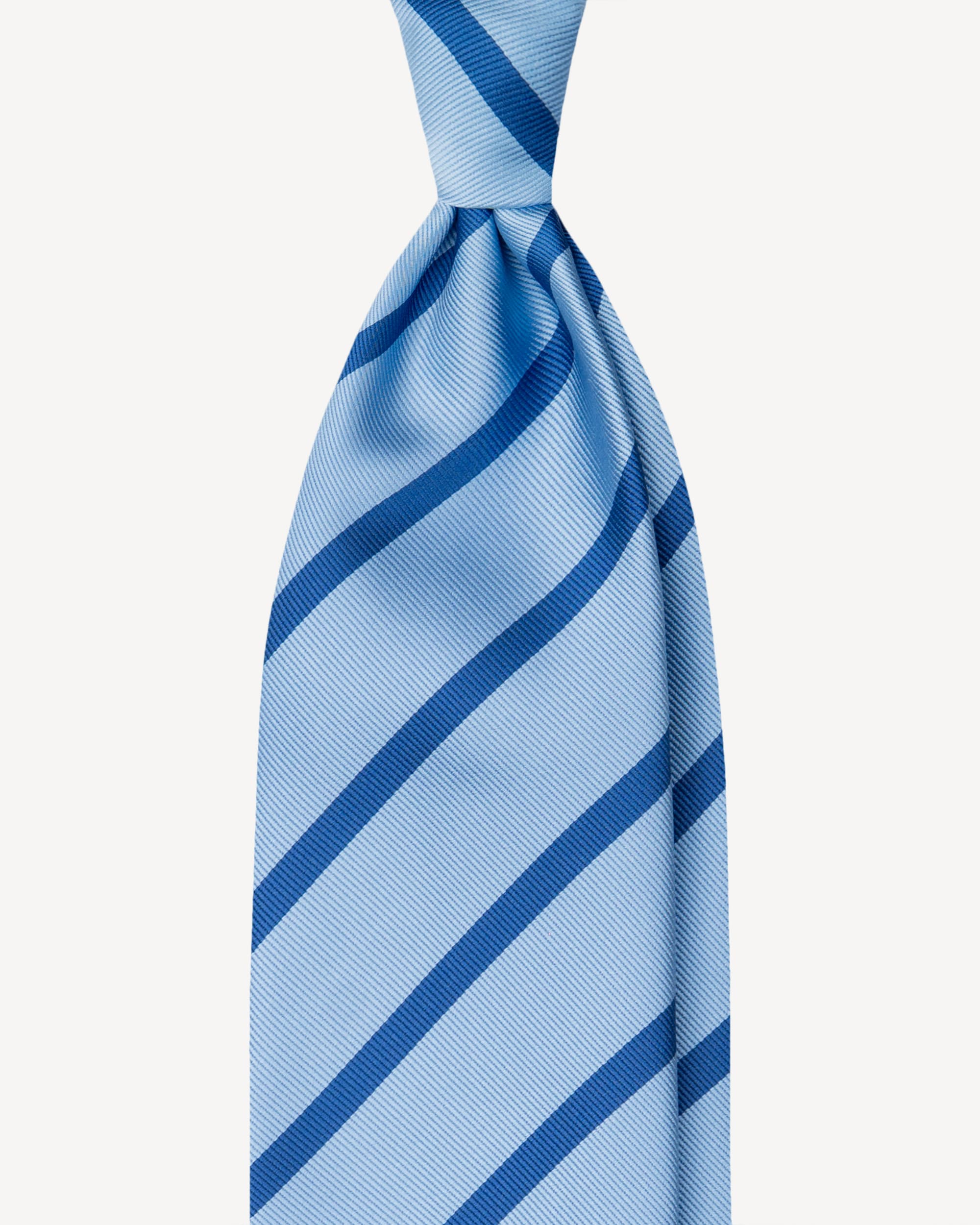 Mix Stripe Handrolled Woven Silk Jacquard Tie – Light Blue Mix