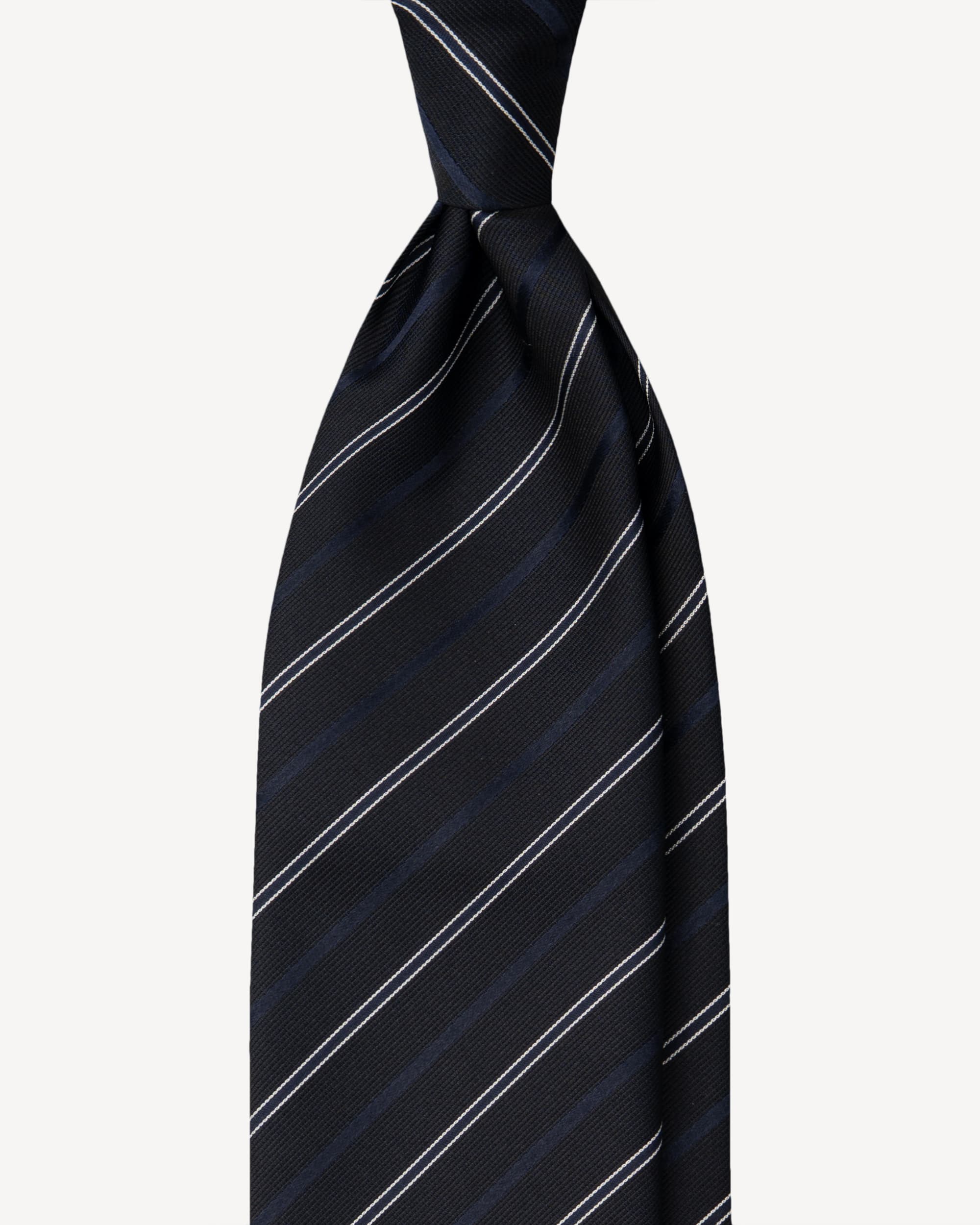 Mix Stripe Handrolled Woven Silk Jacquard Tie – Midnight Mix