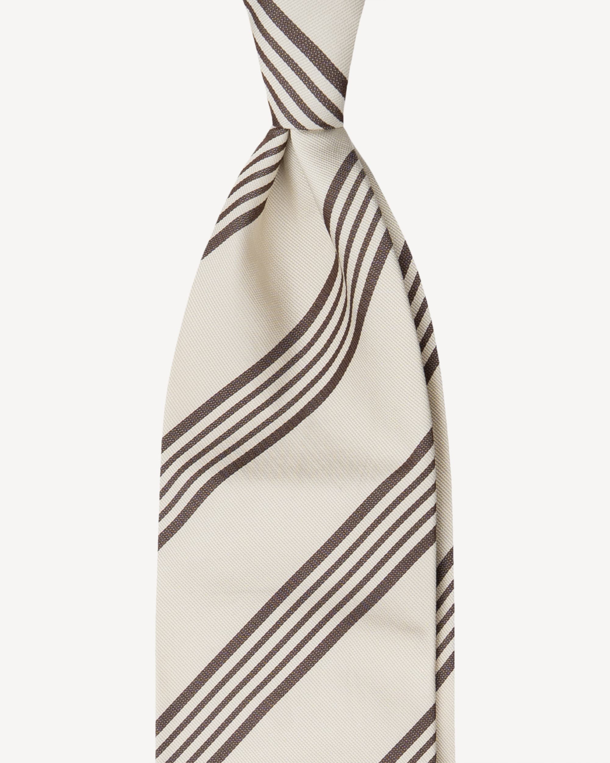 Mix Stripe Handrolled Woven Silk Jacquard Tie – Beige Mix