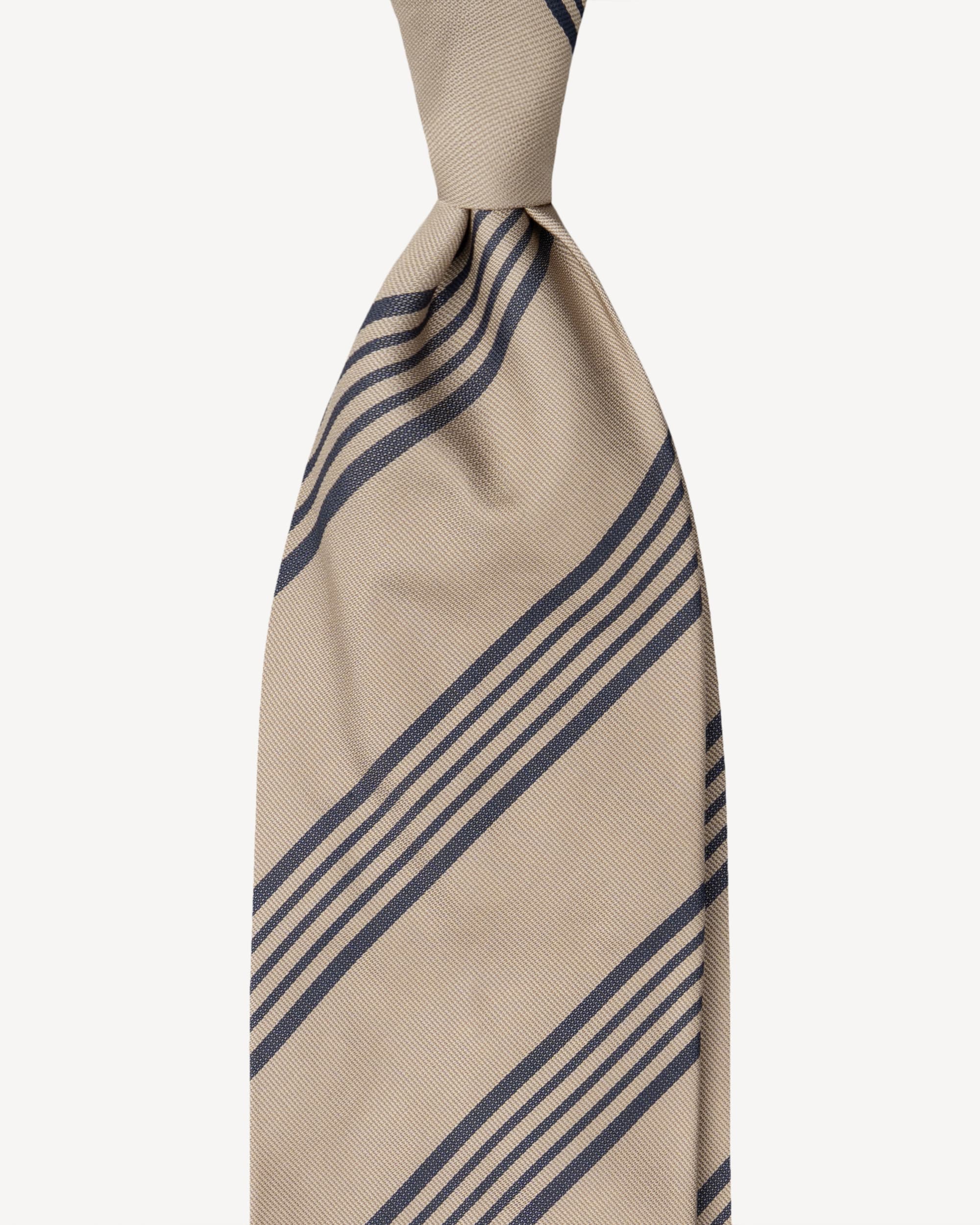 Mix Stripe Handrolled Woven Silk Jacquard Tie – Sand Mix