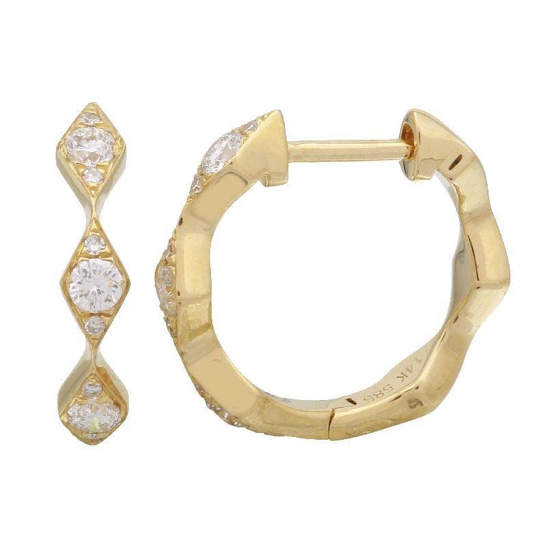 14 Karat Gold & Diamond Huggie Earrings thumbnail 3