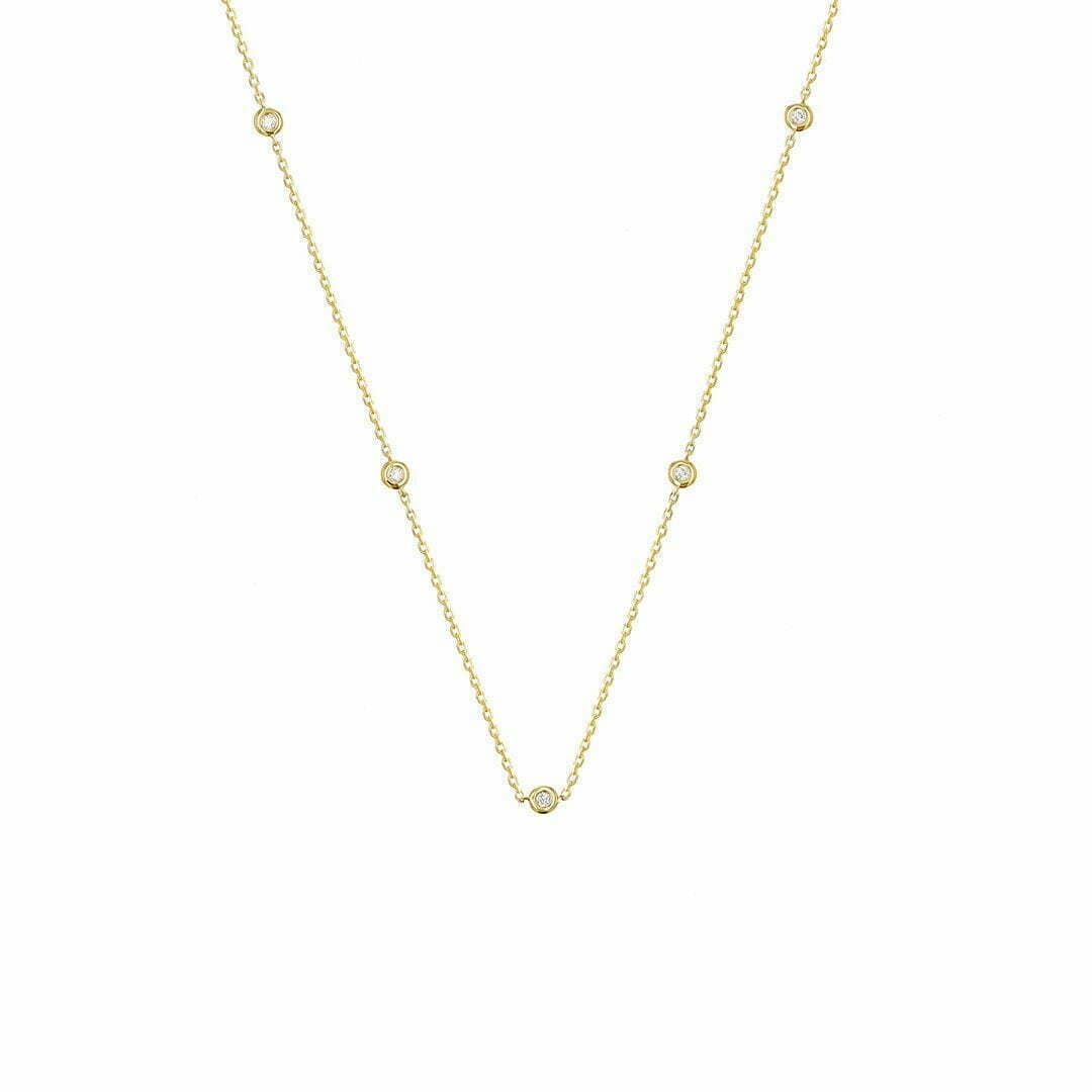 14 Karat Gold, 36″ Necklace Containing 20 Bezel Set Round Cut Diamonds Weighing 0.43 Carats thumbnail 3