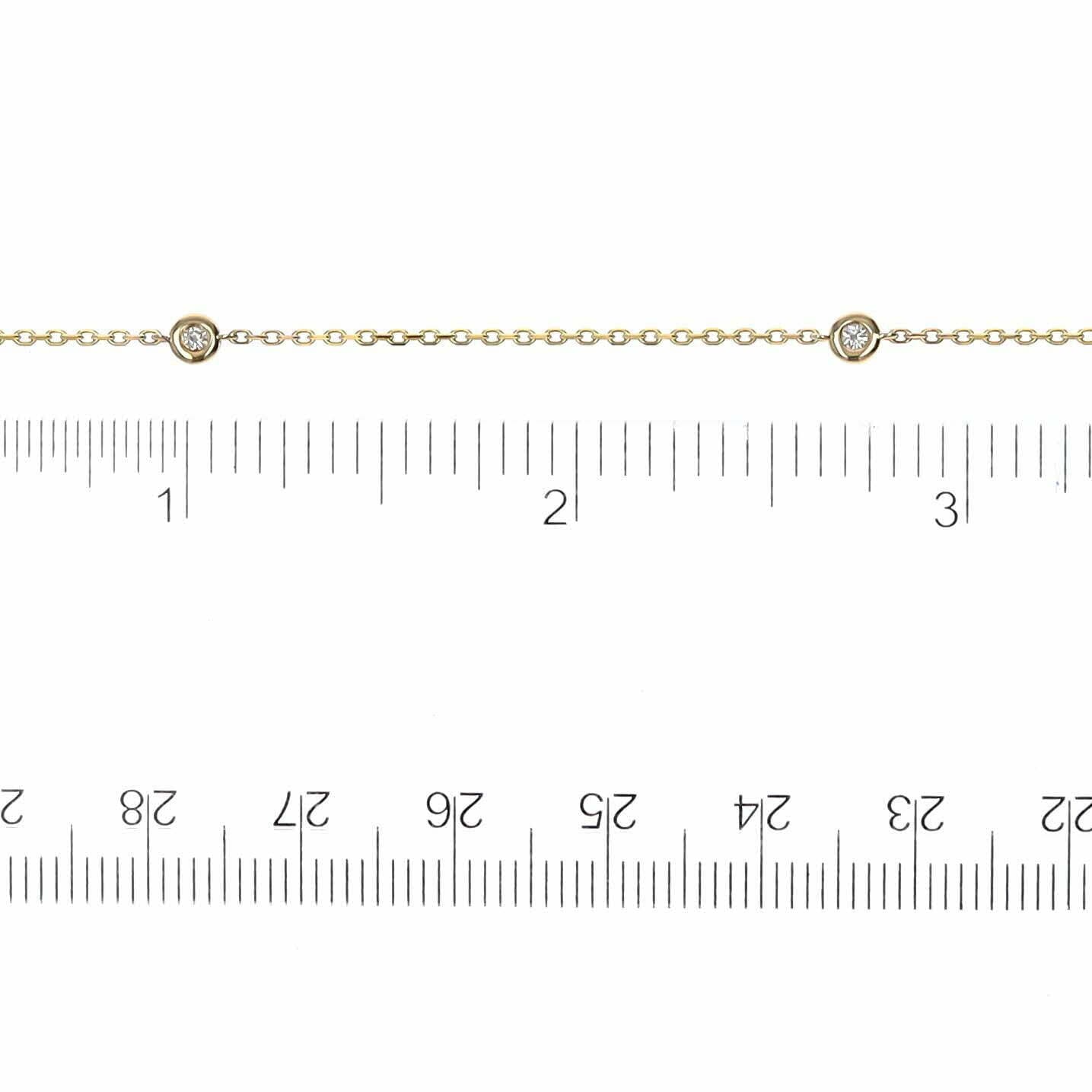 14 Karat Gold, 36″ Necklace Containing 20 Bezel Set Round Cut Diamonds Weighing 0.43 Carats thumbnail 2