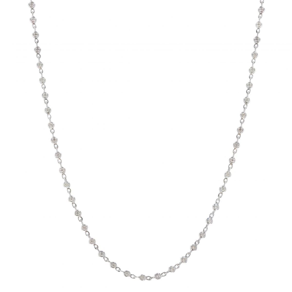 18 Karat White Gold, 16.5″ Necklace Containing 78 Bezel Set Brilliant Cut Diamonds Weighing 0.63 Carats