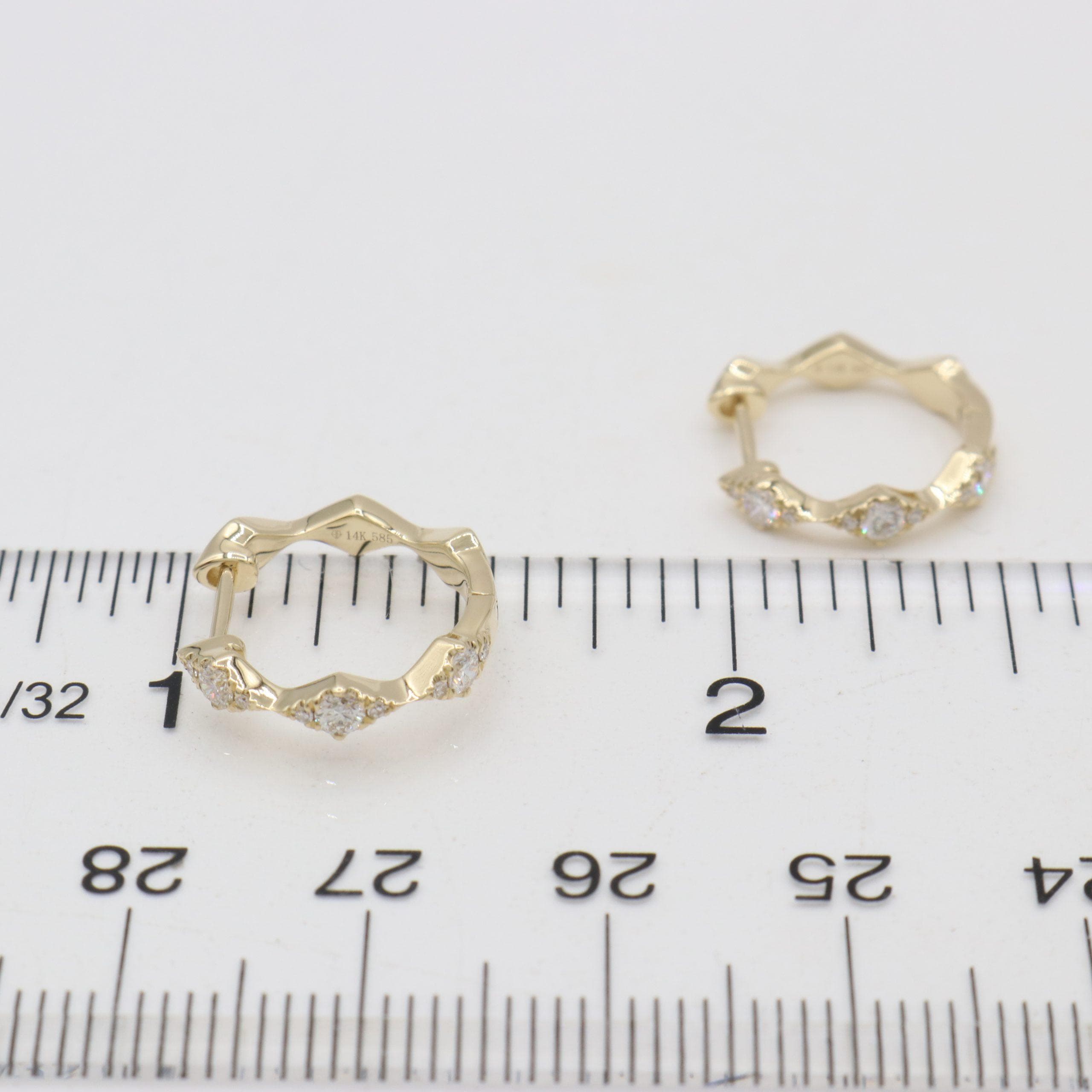 14 Karat Gold & Diamond Huggie Earrings thumbnail 2