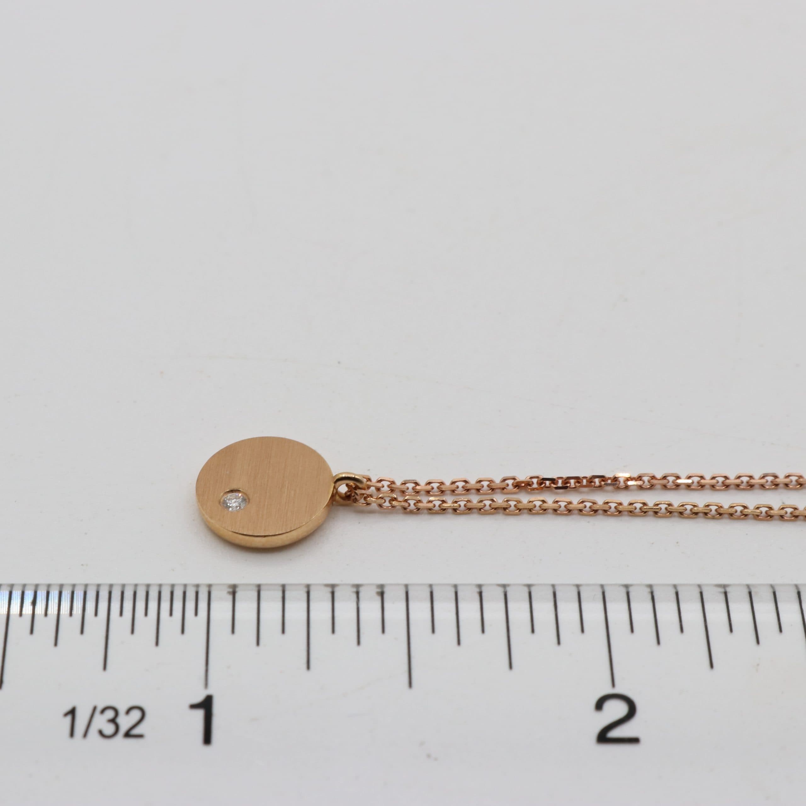 18 Karat Gold & Diamond Disc Necklace 18″ thumbnail 4