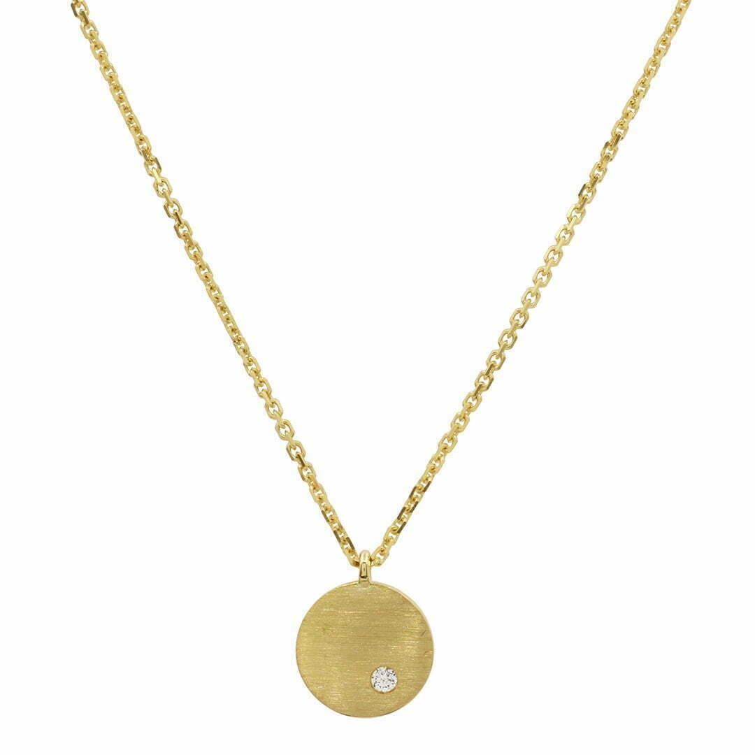 18 Karat Gold & Diamond Disc Necklace 18″