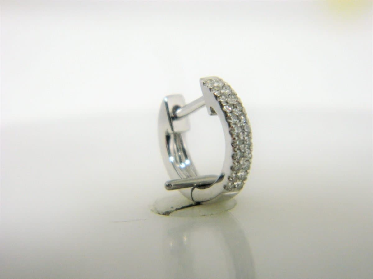14 Karat Gold & Diamond 10mm, 2 Row Flat Pave Huggies thumbnail 2