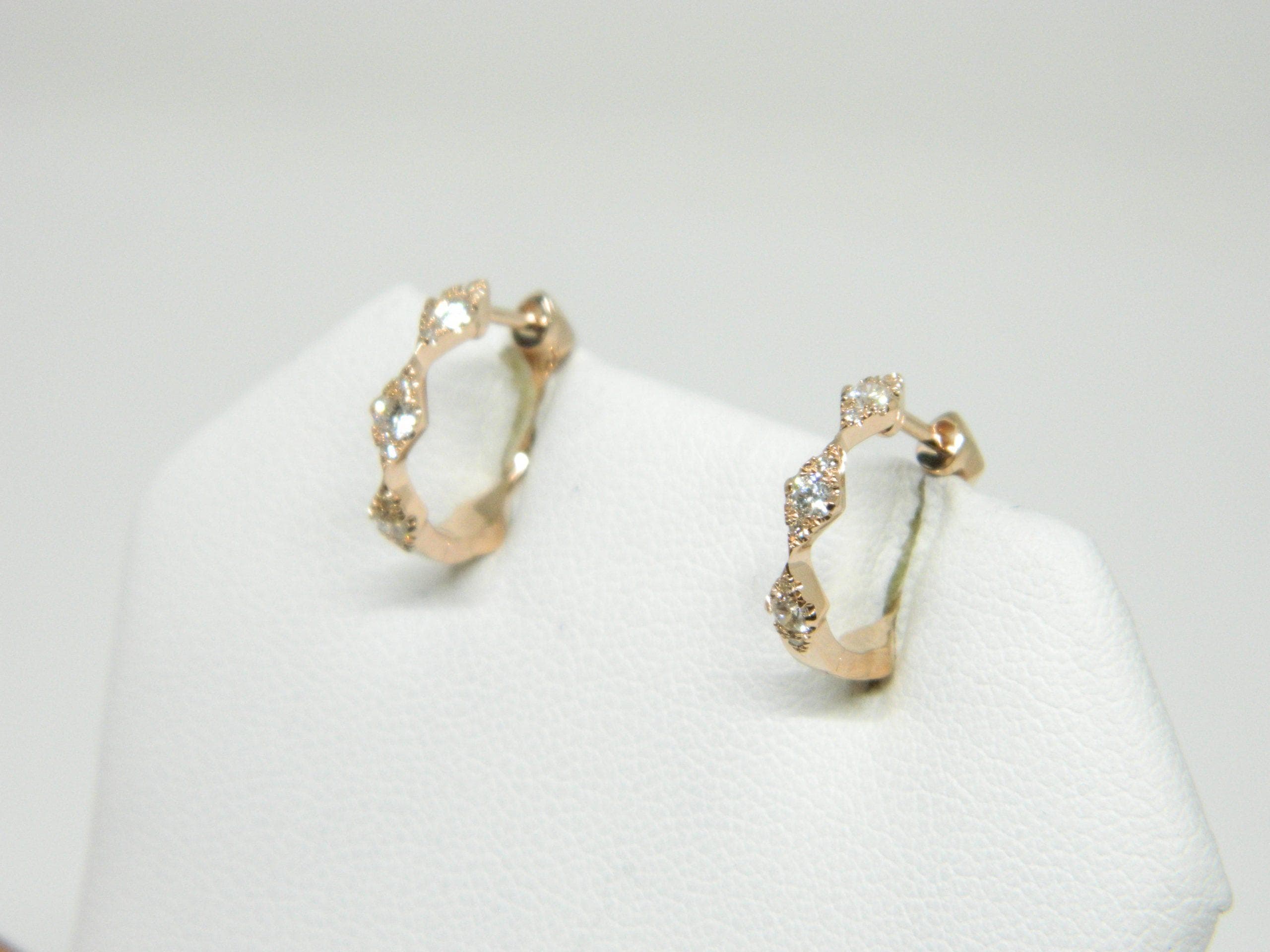 14 Karat Gold & Diamond Huggie Earrings thumbnail 4