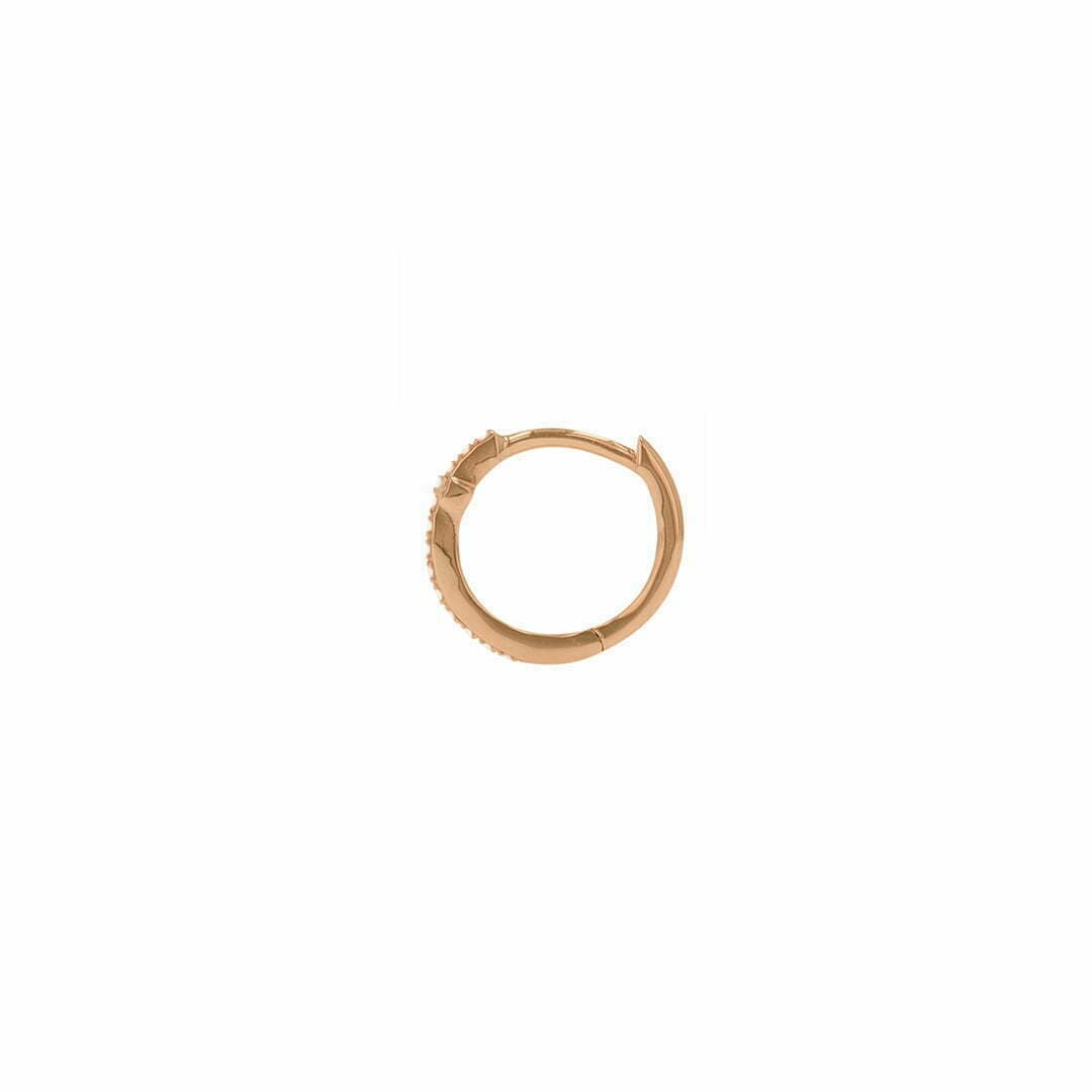 14 Karat Rose Gold Hoops Earrings Containing 36 Round Cut Diamonds Weighing 0.09 Carats thumbnail 3