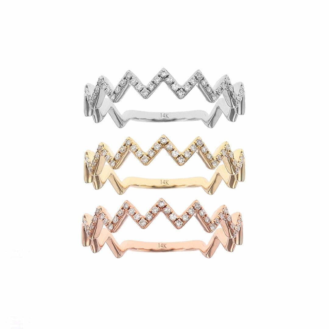14 Karat Gold & Diamond Zig Zag Ring