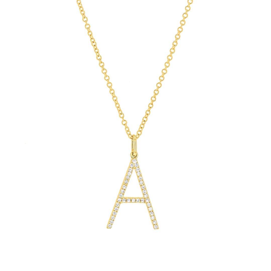 14 Karat Gold & Diamond 18″ Initial Necklace(Large)