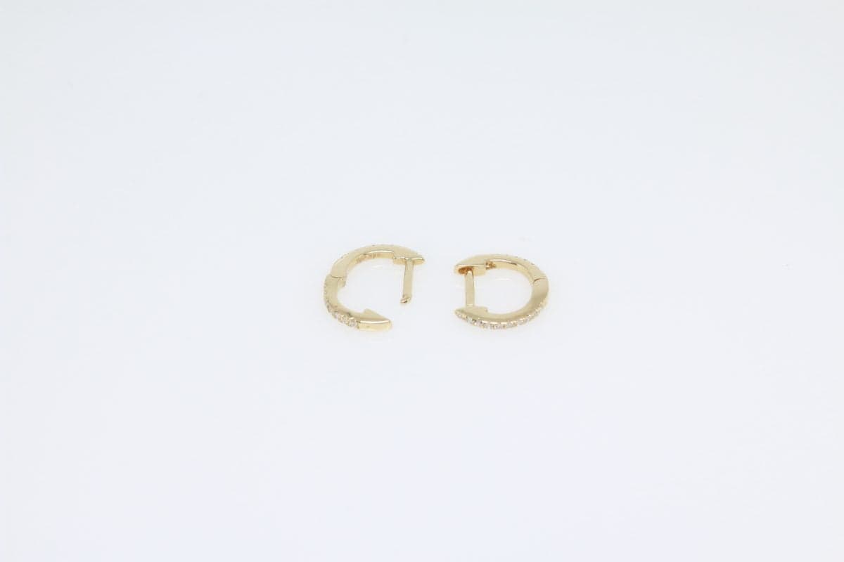 Size E – 10mm Gold & Diamond Gold Huggie Earrings thumbnail 3