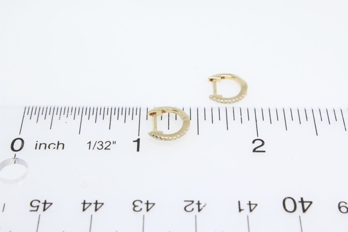 Size E – 10mm Gold & Diamond Gold Huggie Earrings thumbnail 2