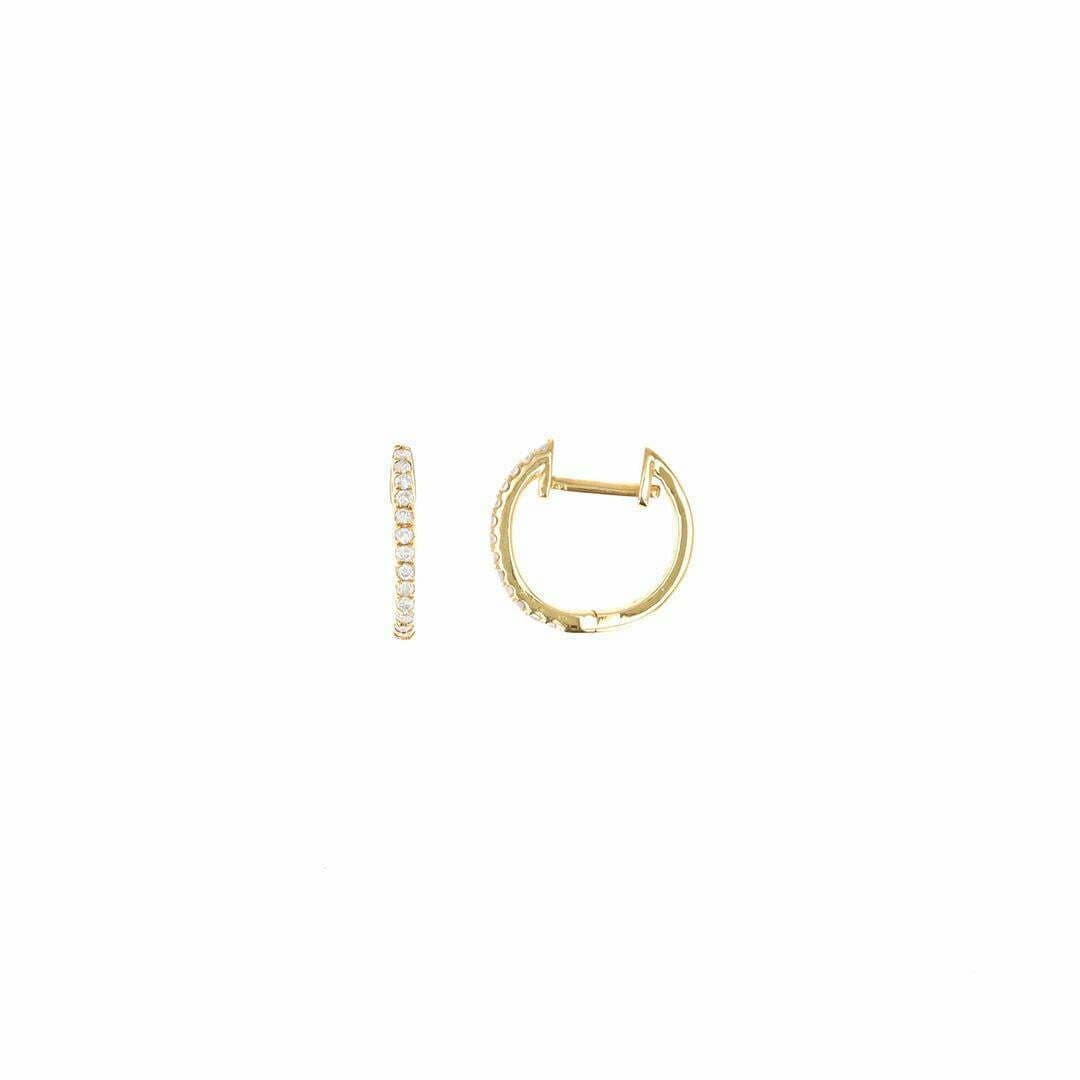 Size B – 14KT Gold & Diamond 12.4mm Huggies